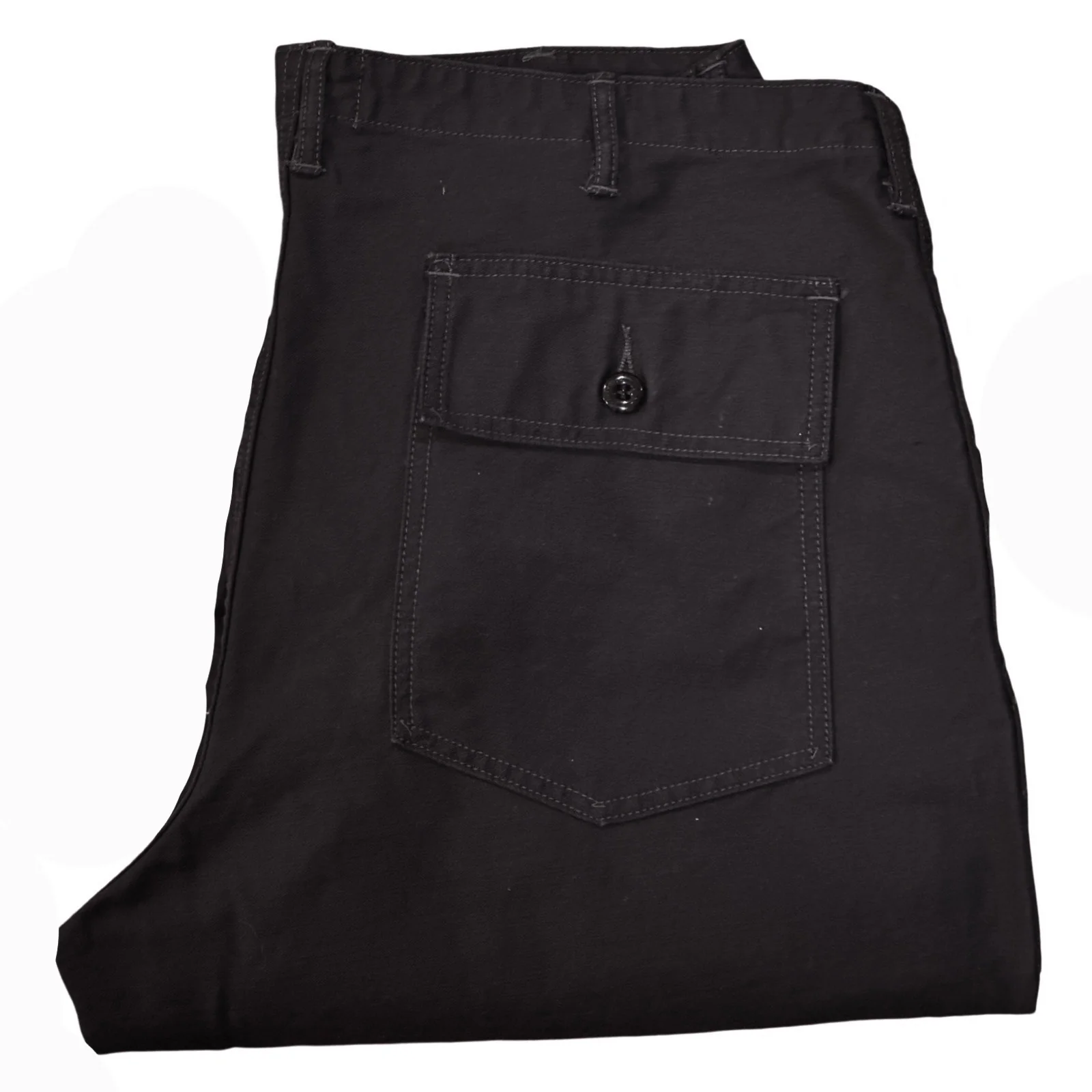 107 60's era GI chinos in 12 oz West Point Black Baker Back Cotton Satin - Image 3