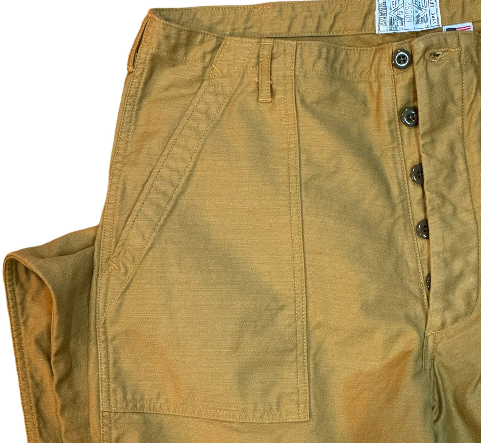 107 60's era GI chinos in 12 oz West Point Khaki Baker Back Cotton Satin - Image 2