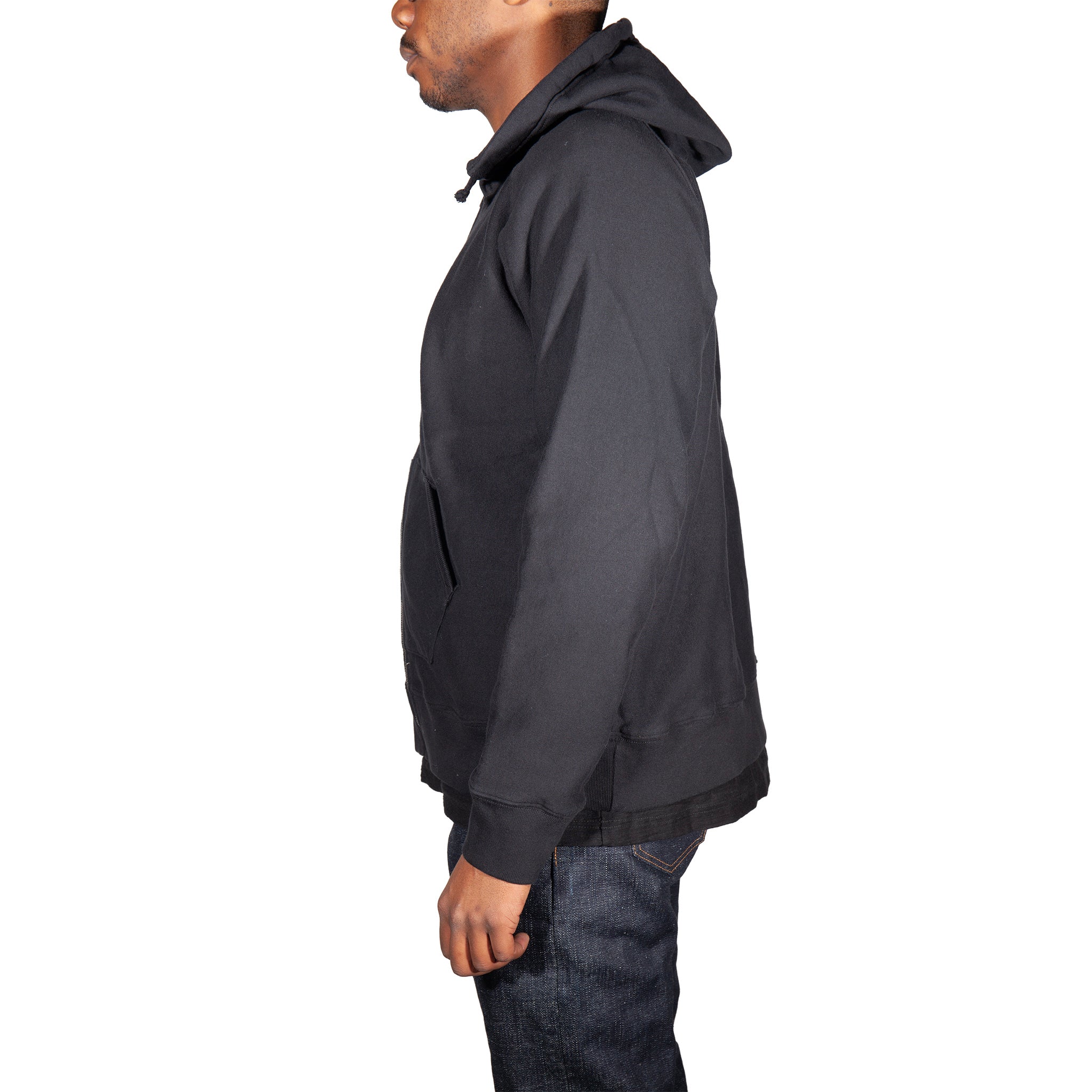 16 oz Black Loopwheel fleece zip 1930's style After Hood Sweatshirt - Image 11