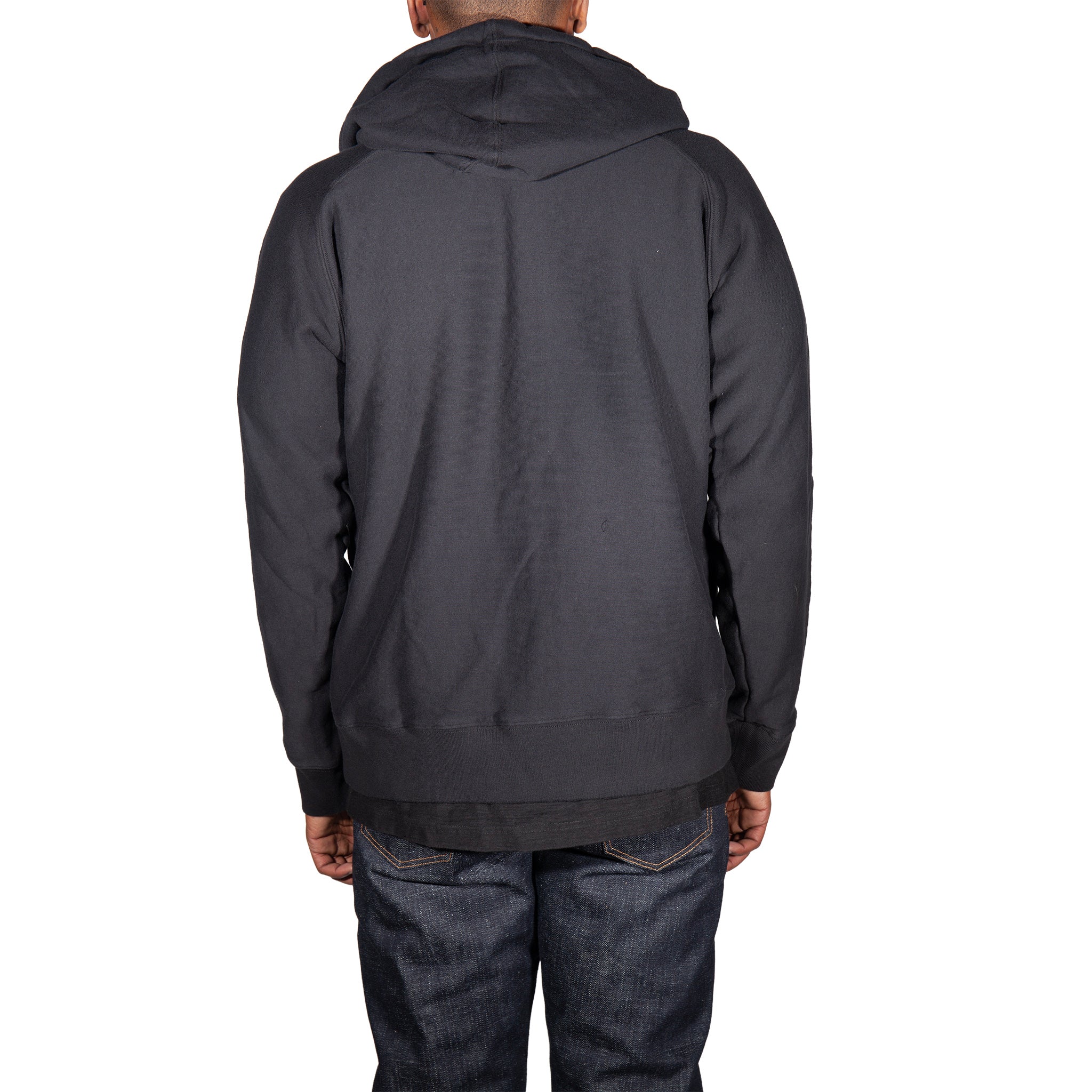 16 oz Black Loopwheel fleece zip 1930's style After Hood Sweatshirt - Image 12