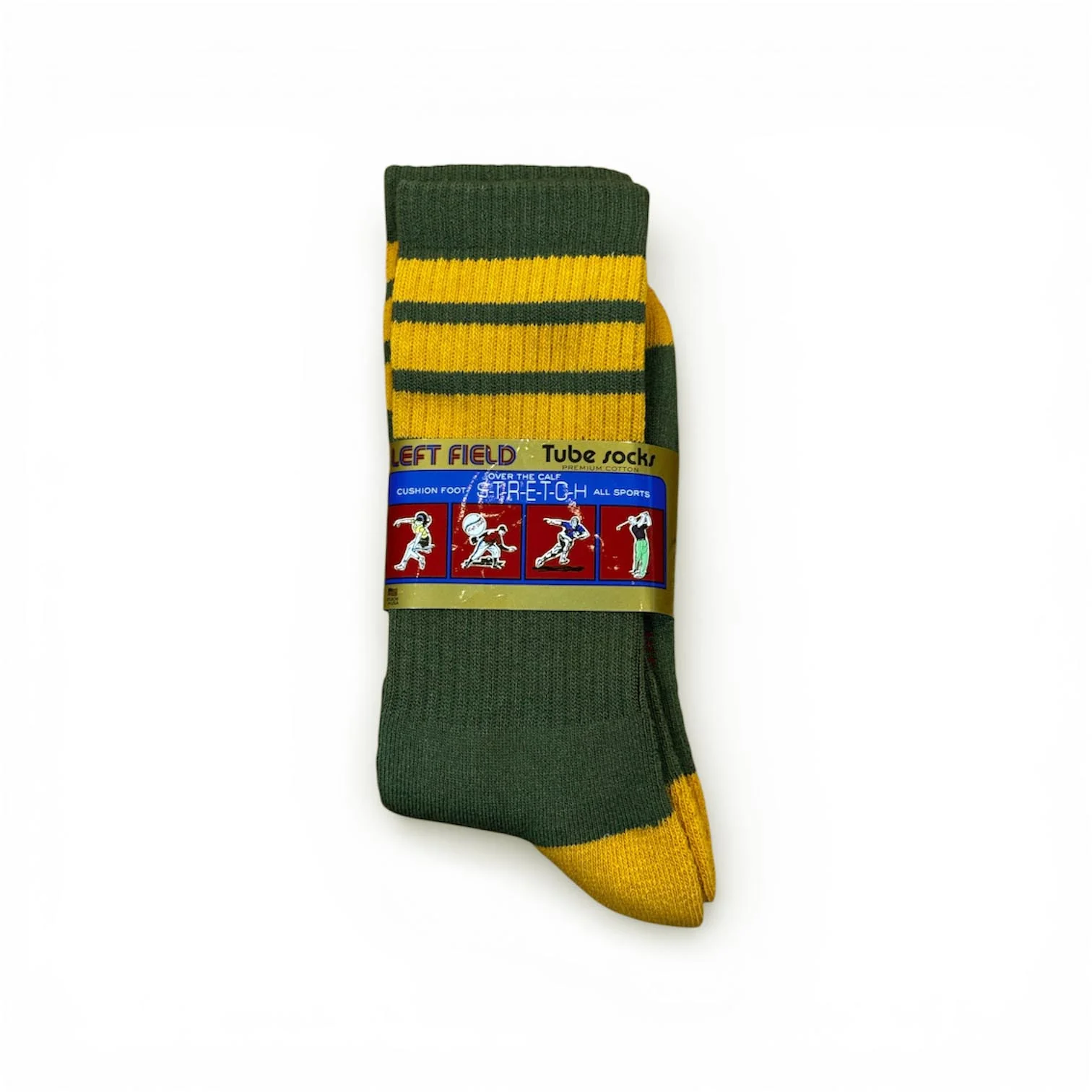 Olive and Orange Striped Bamboo Tube Socks - Image 2