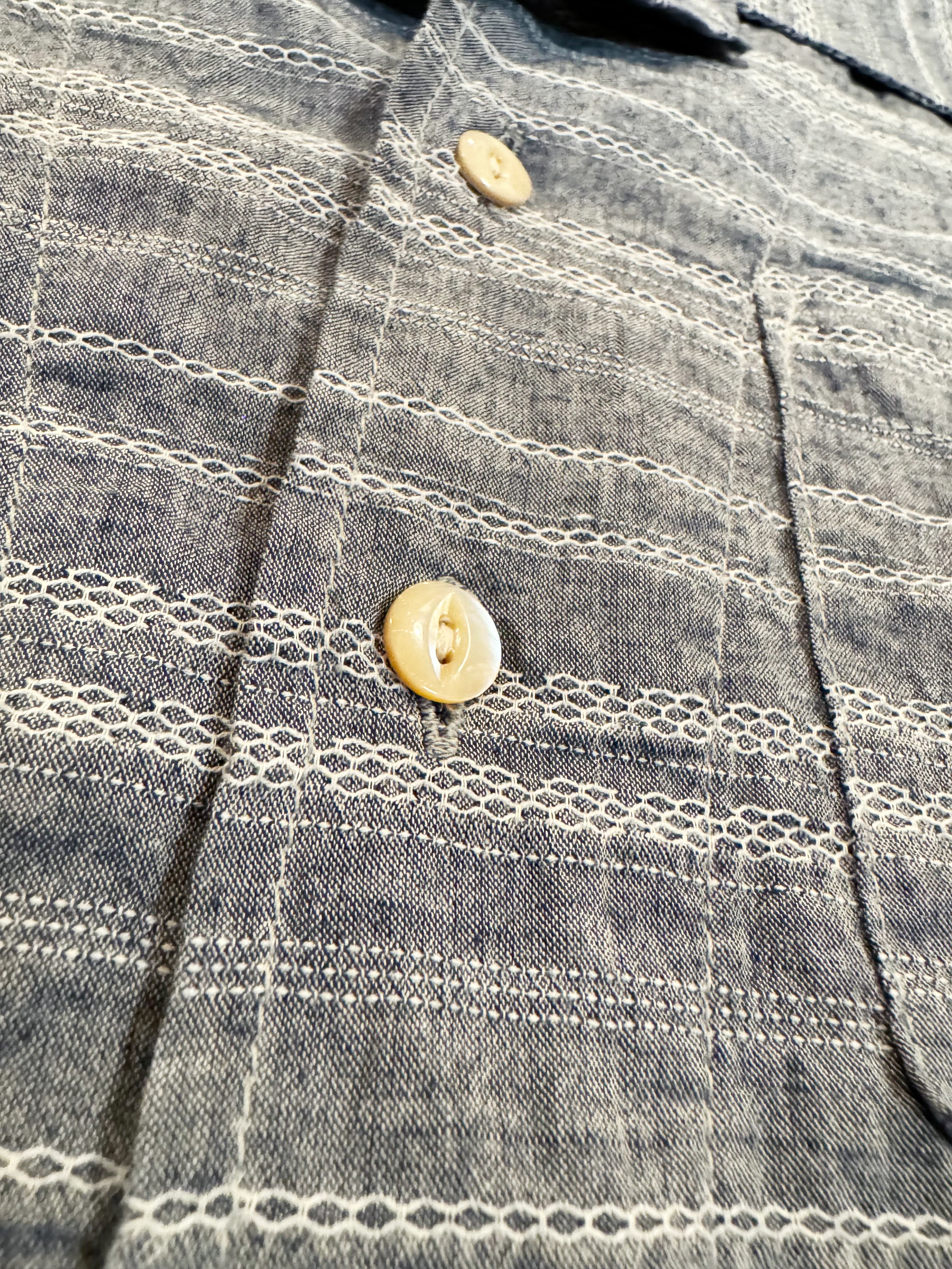 Indigo Japanese cotton/linen Jacquard Camp Shirt - Image 3
