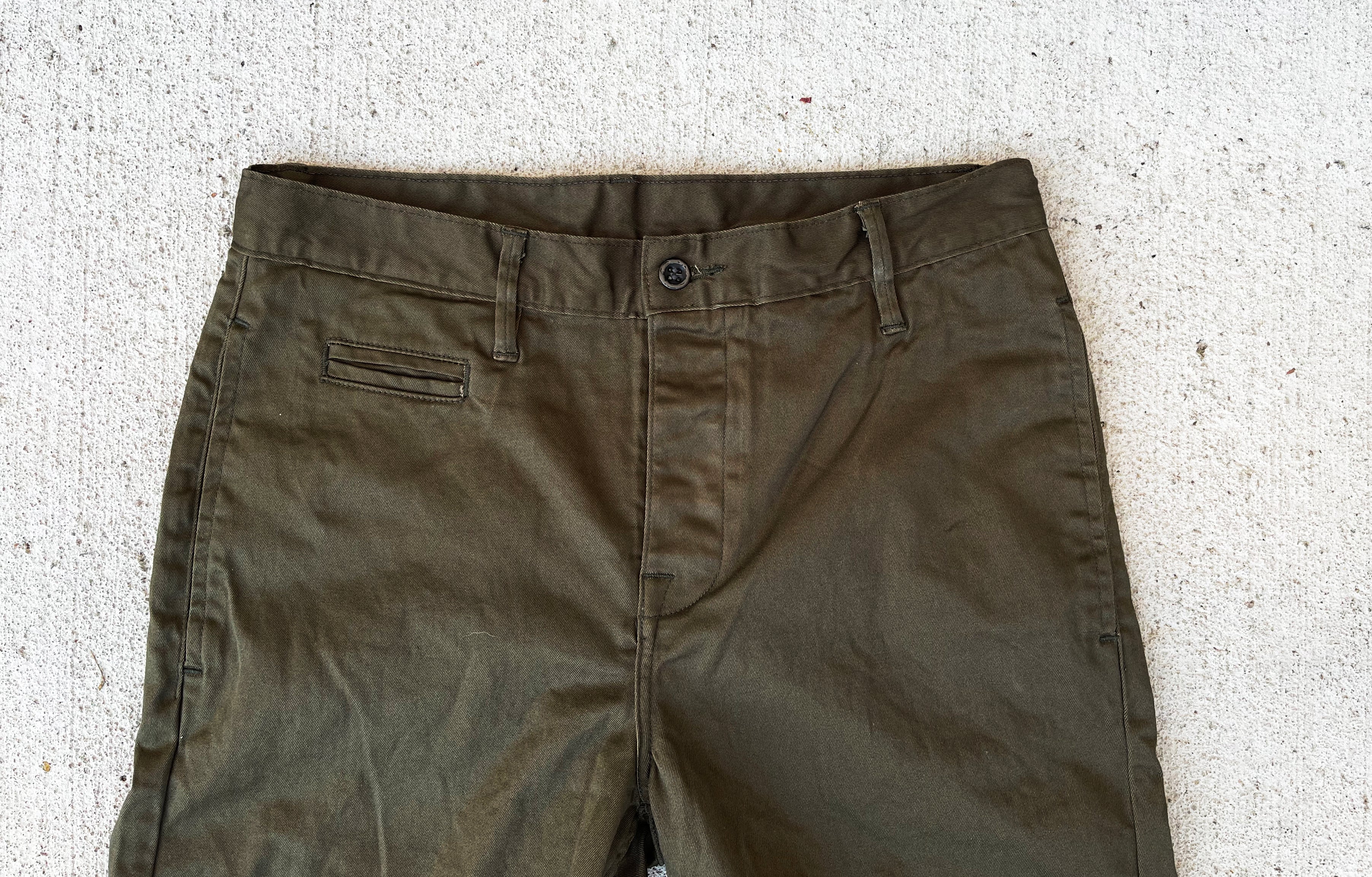 Coal Miner Olive 9 oz Japanese stretch sateen twill - Image 9