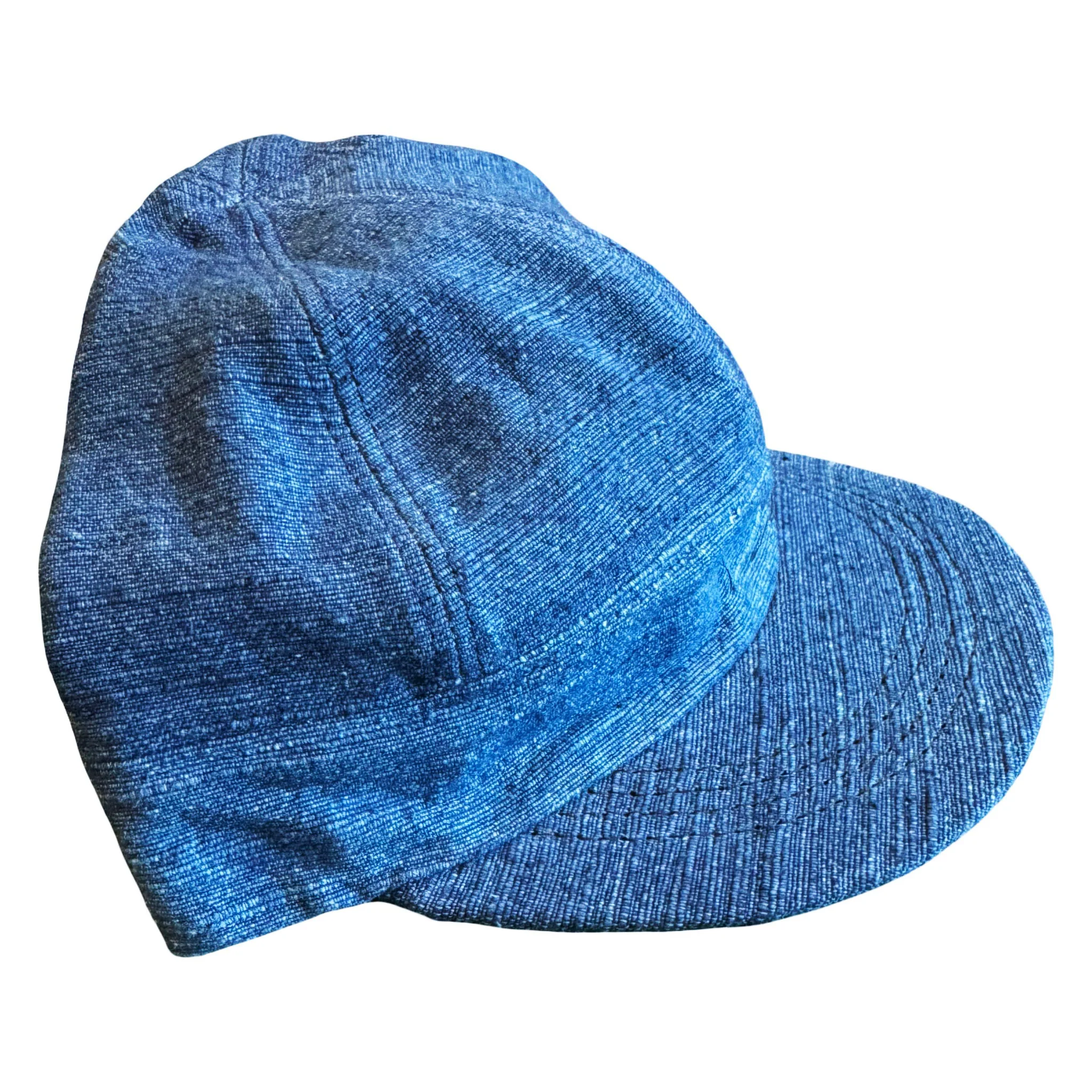 Dark Natural Indigo hand loomed Engineer cap - Image 2