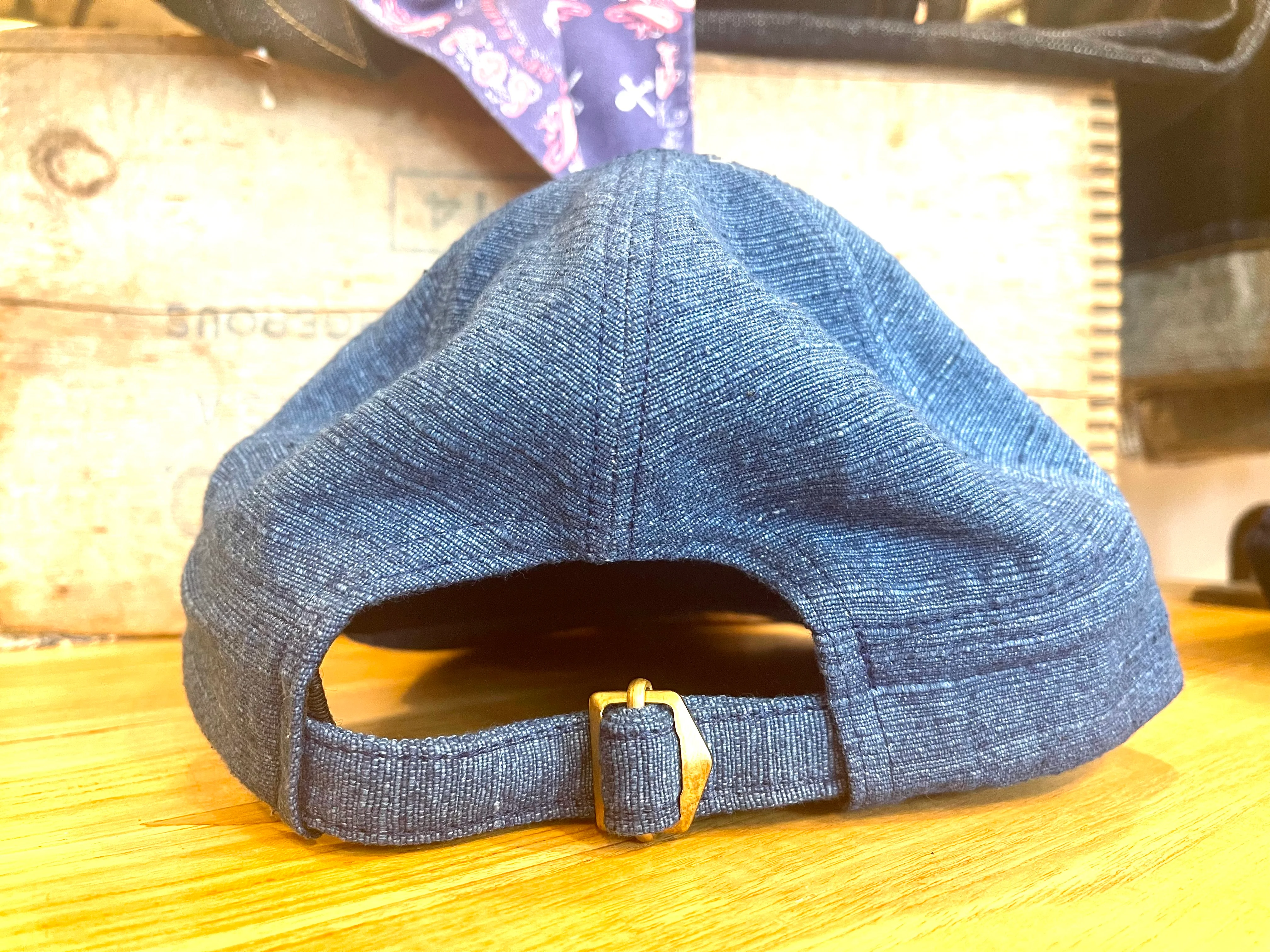 Dark Natural Indigo hand loomed Engineer cap - Image 3
