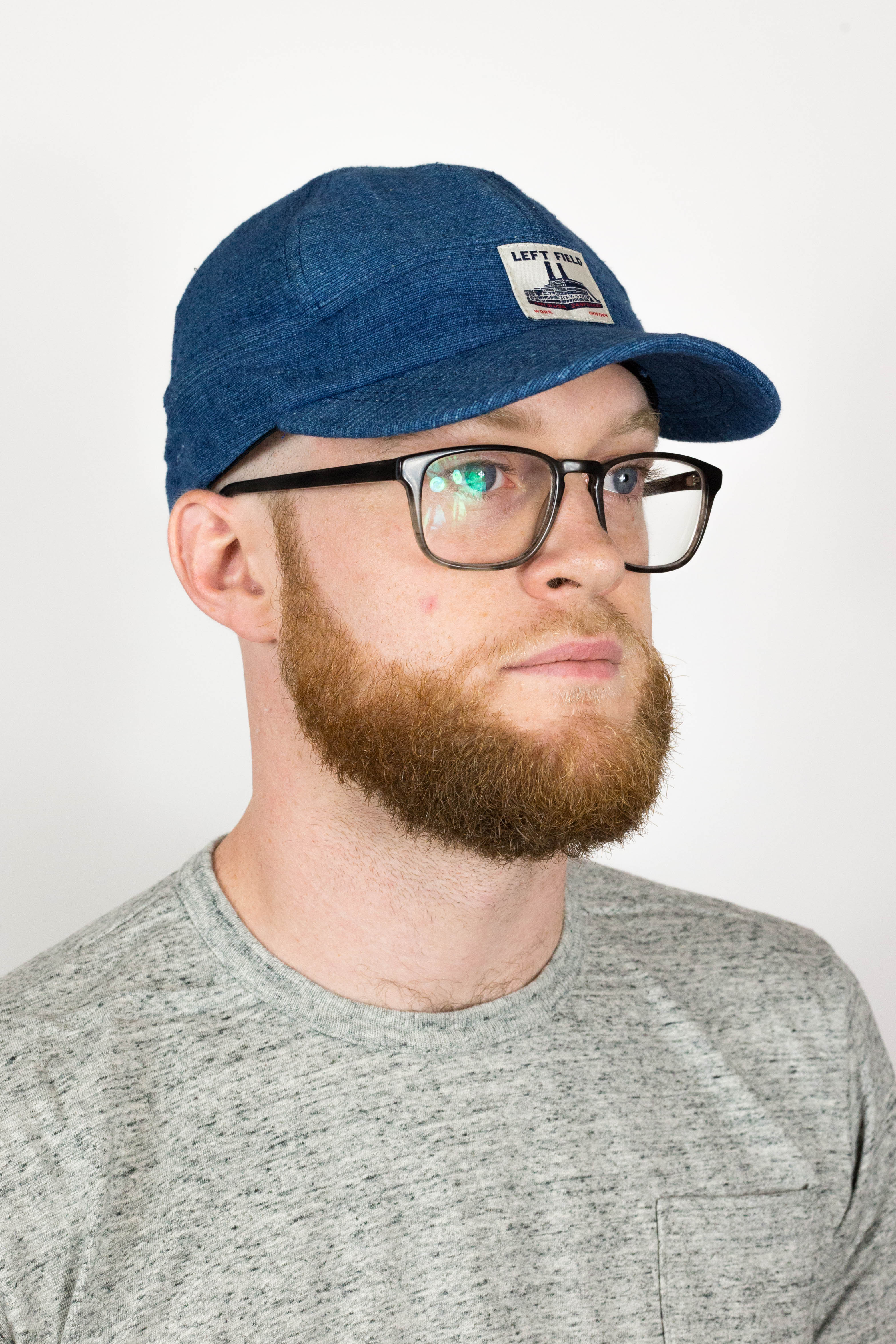 Dark Natural Indigo hand loomed Engineer cap - Image 4