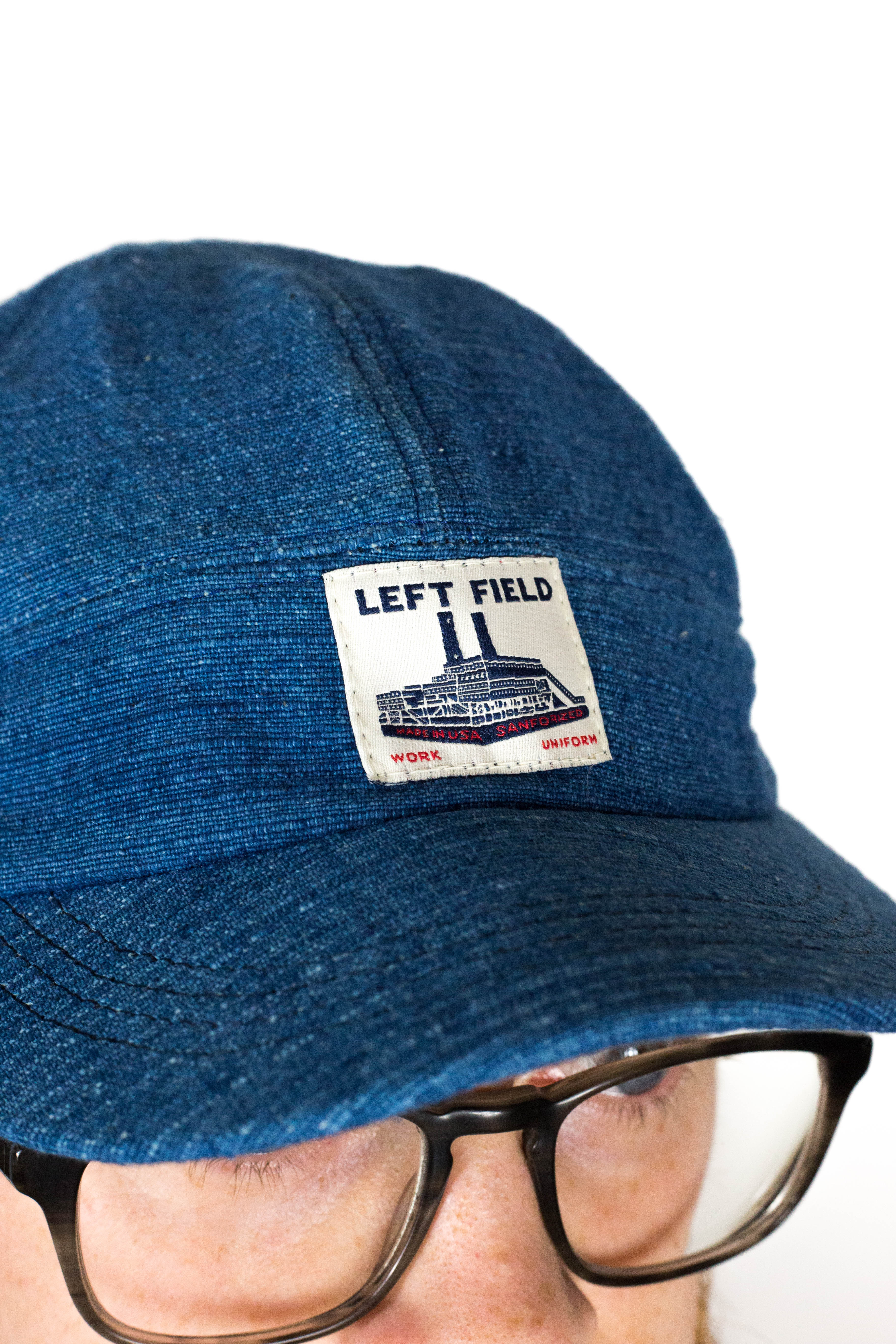 Dark Natural Indigo hand loomed Engineer cap - Image 5
