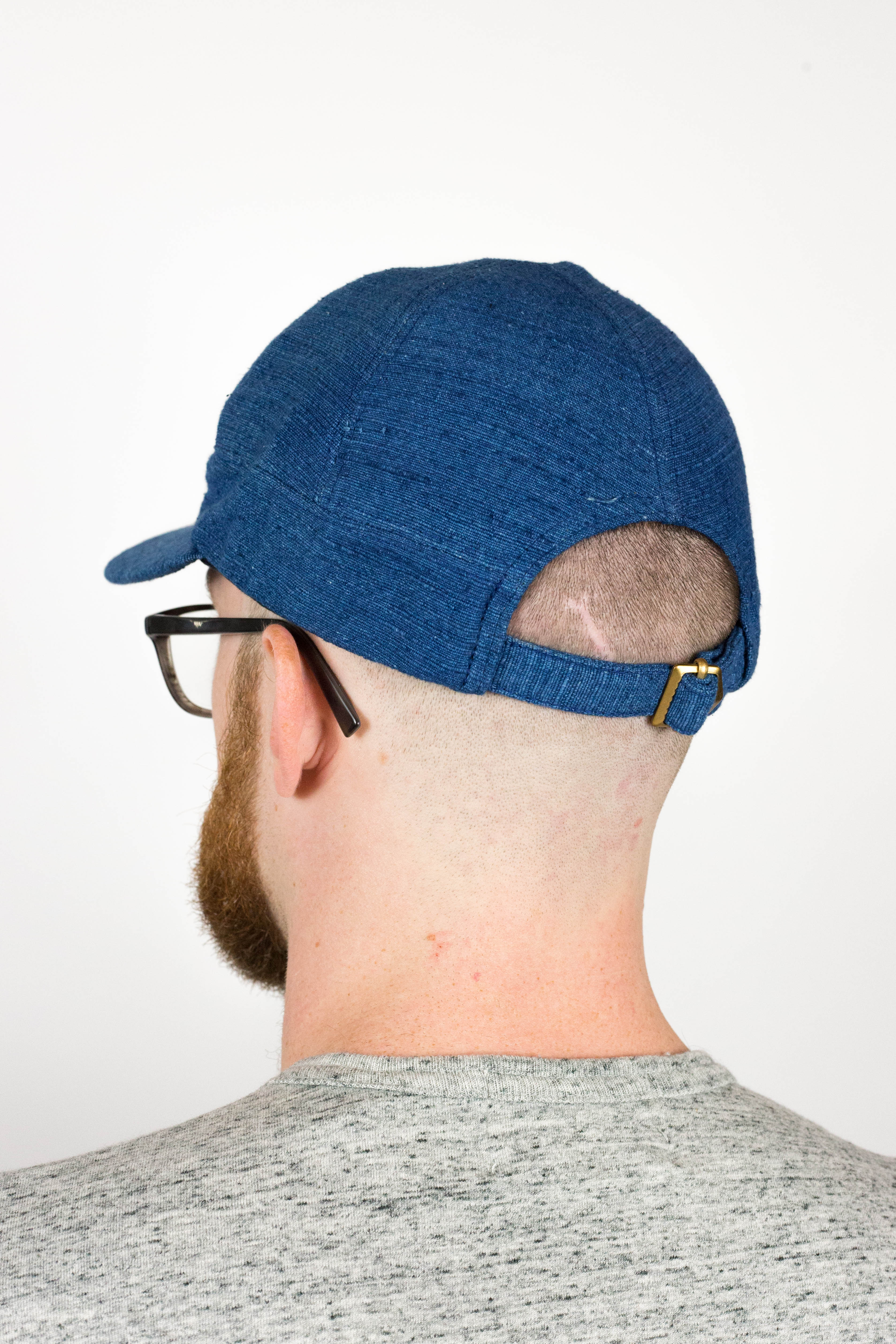 Dark Natural Indigo hand loomed Engineer cap - Image 6