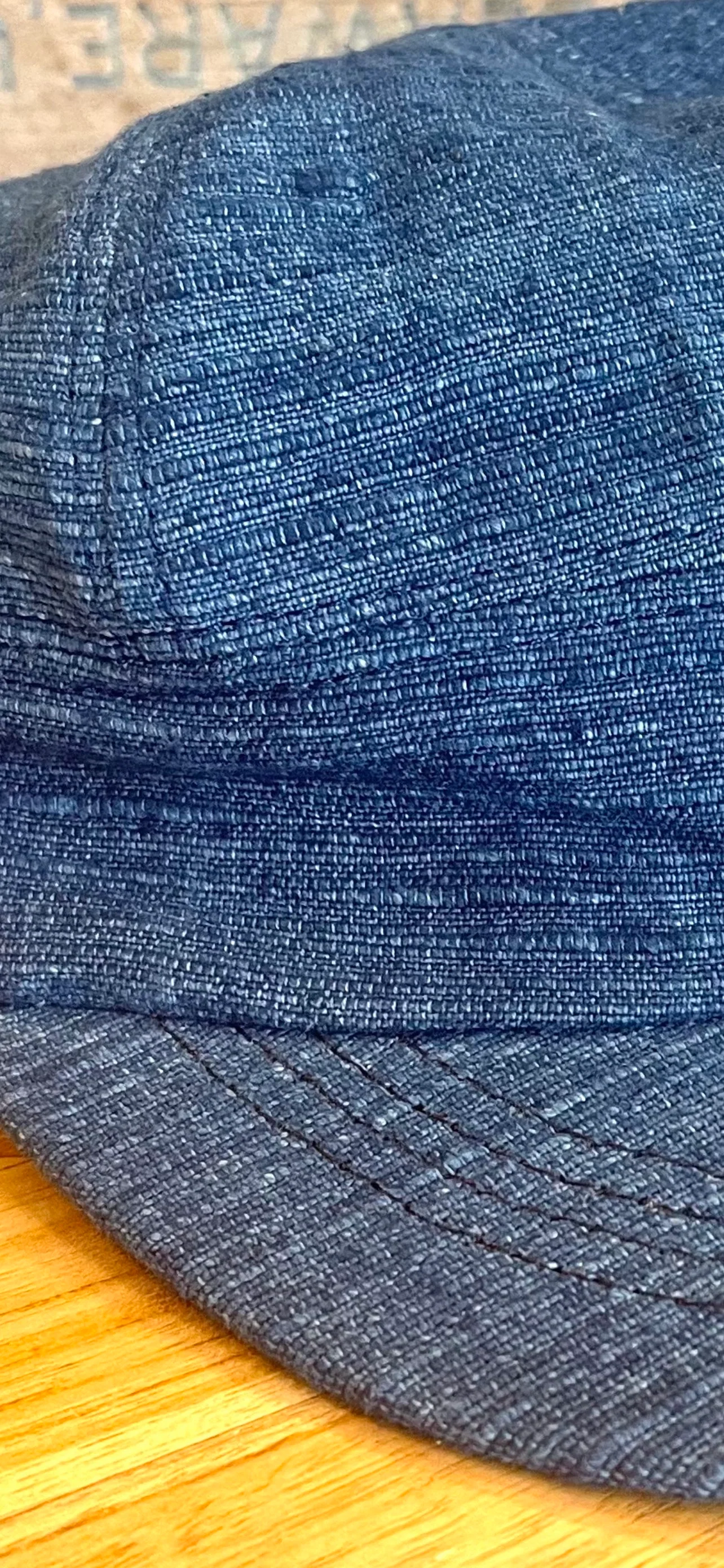 Dark Natural Indigo hand loomed Engineer cap - Image 8