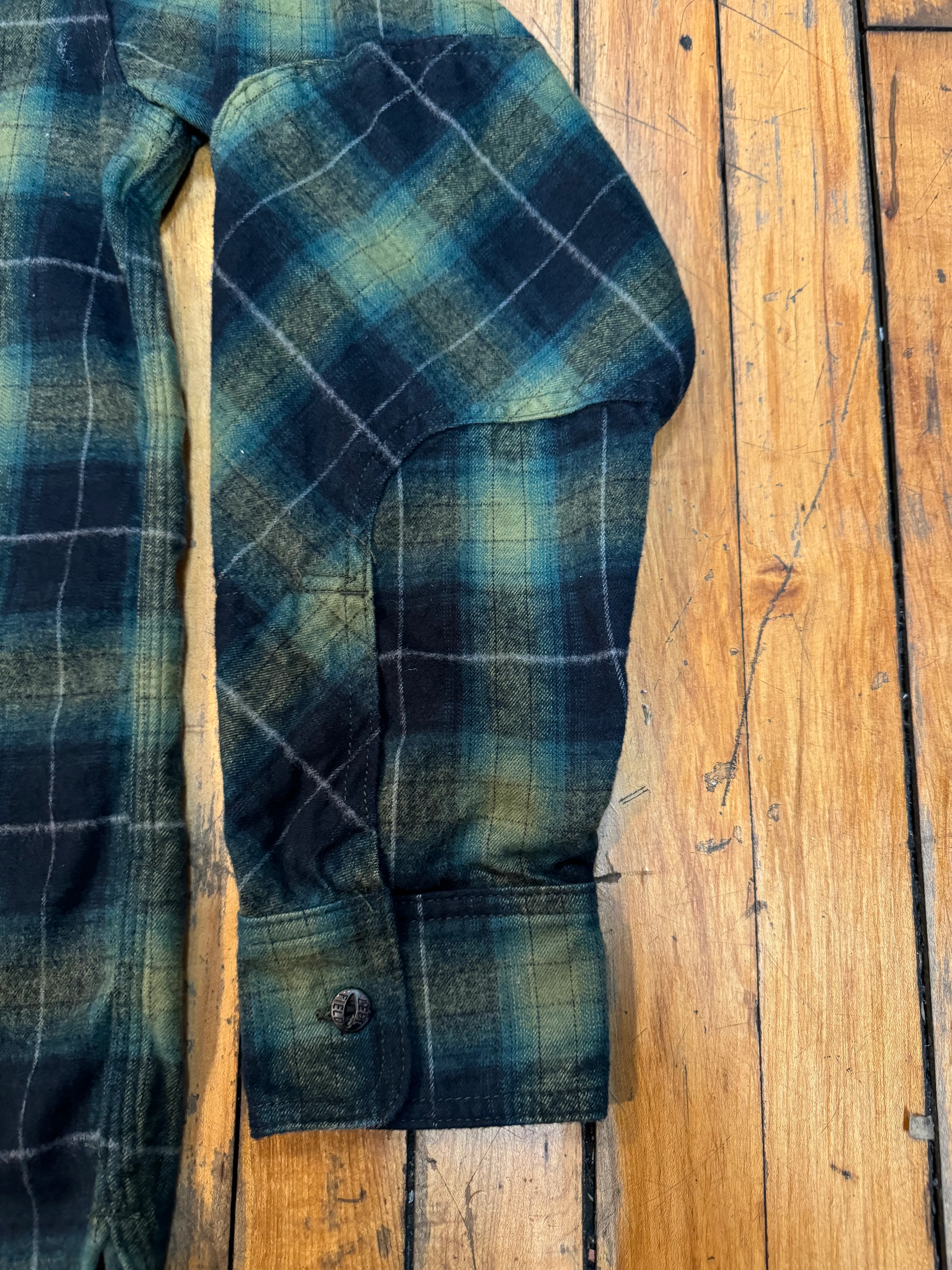 Green Shadow Plaid Japanese Cotton Flannel Dustbowl Work shirt - Image 2