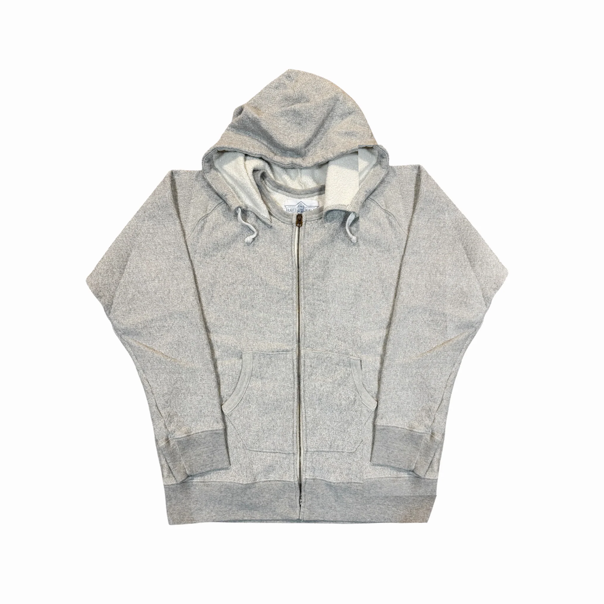16 oz Heather Grey Loopwheel fleece zip 1930's style After Hood Sweatshirt