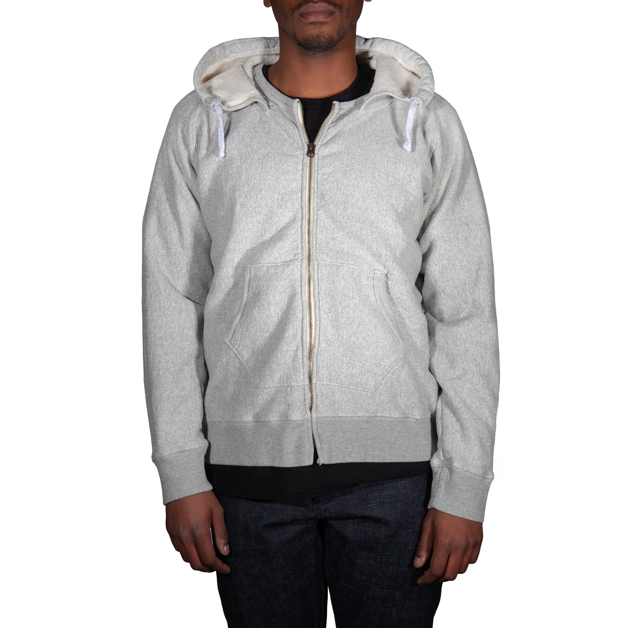 16 oz Heather Grey Loopwheel fleece zip 1930's style After Hood Sweatshirt - Image 10