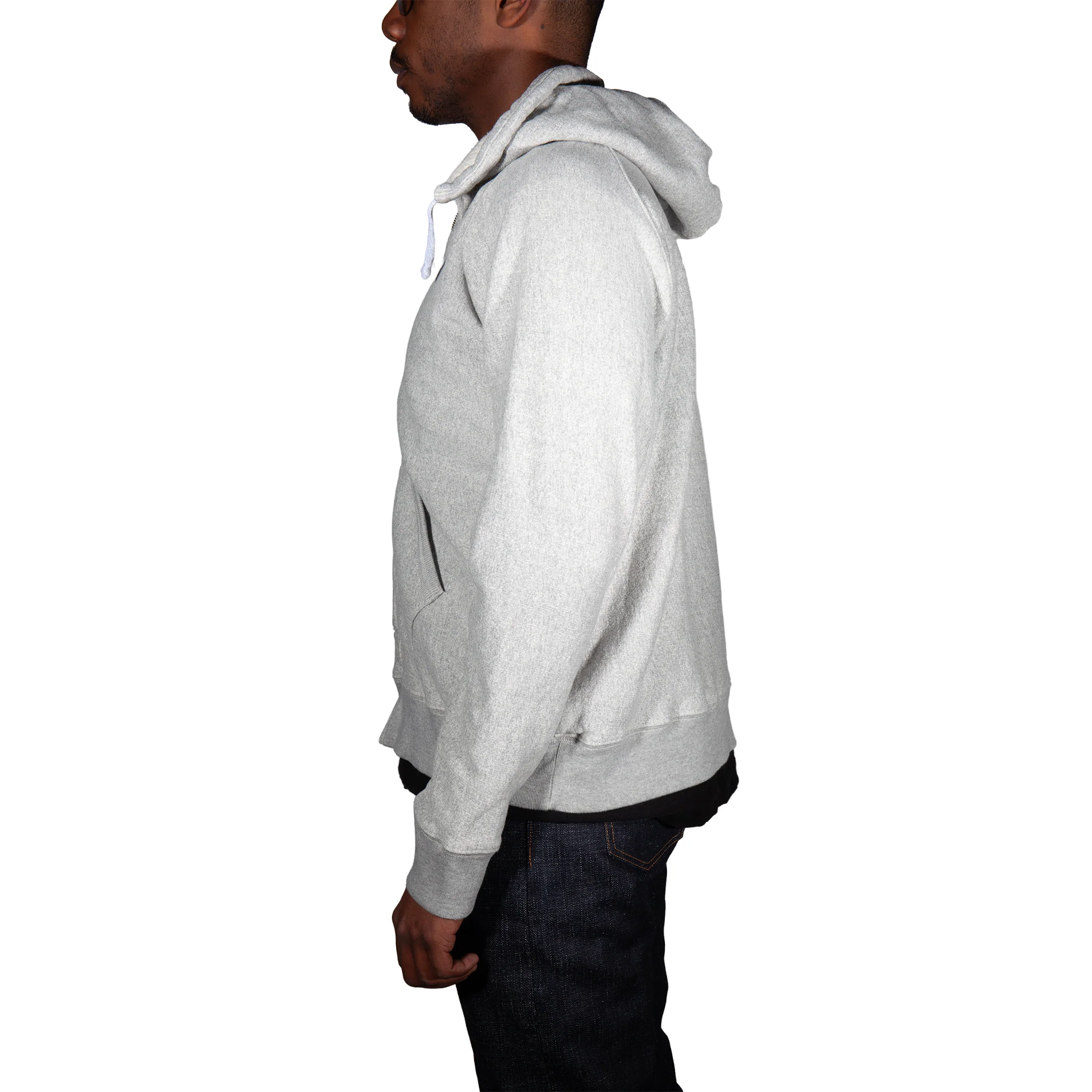 16 oz Heather Grey Loopwheel fleece zip 1930's style After Hood Sweatshirt - Image 11