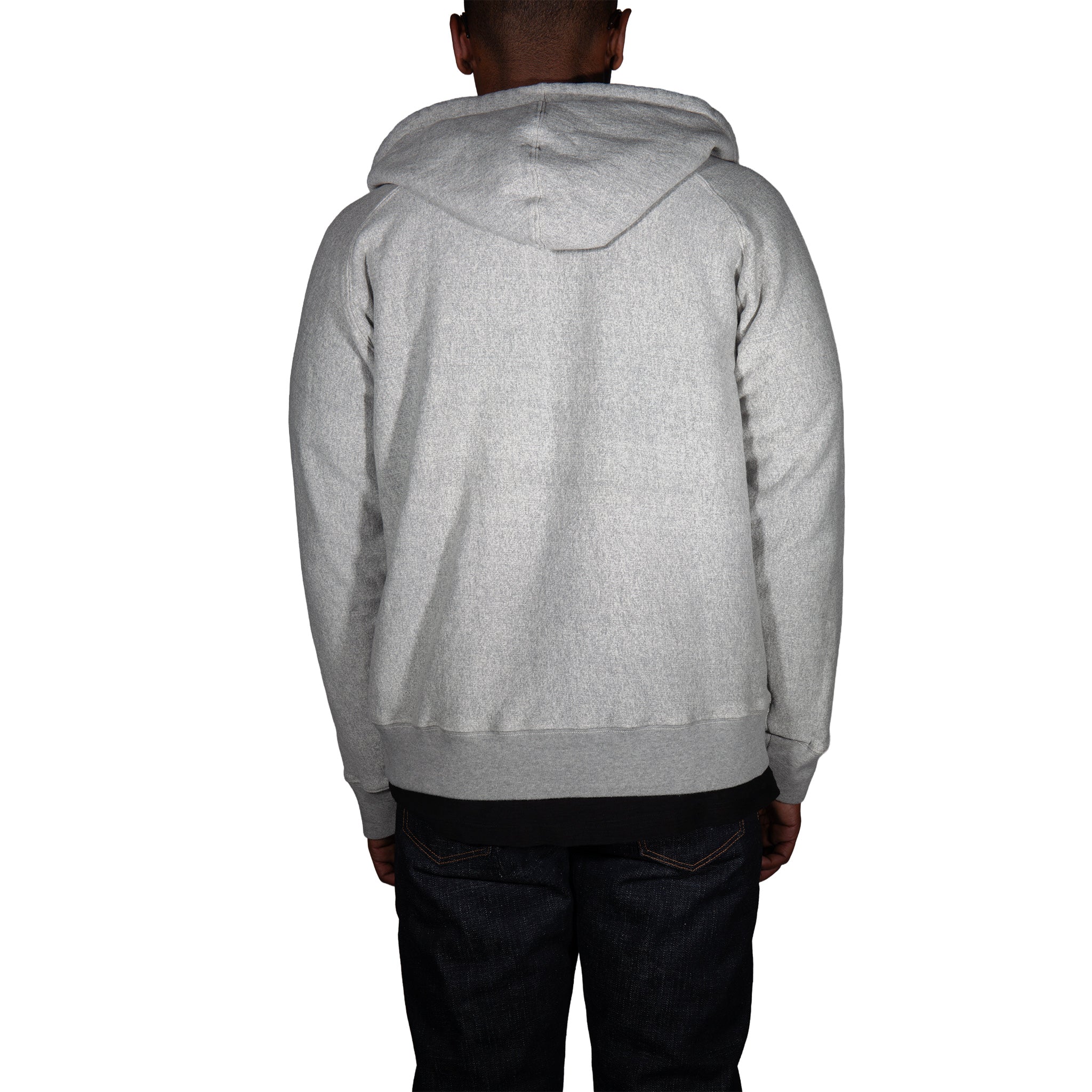 16 oz Heather Grey Loopwheel fleece zip 1930's style After Hood Sweatshirt - Image 13