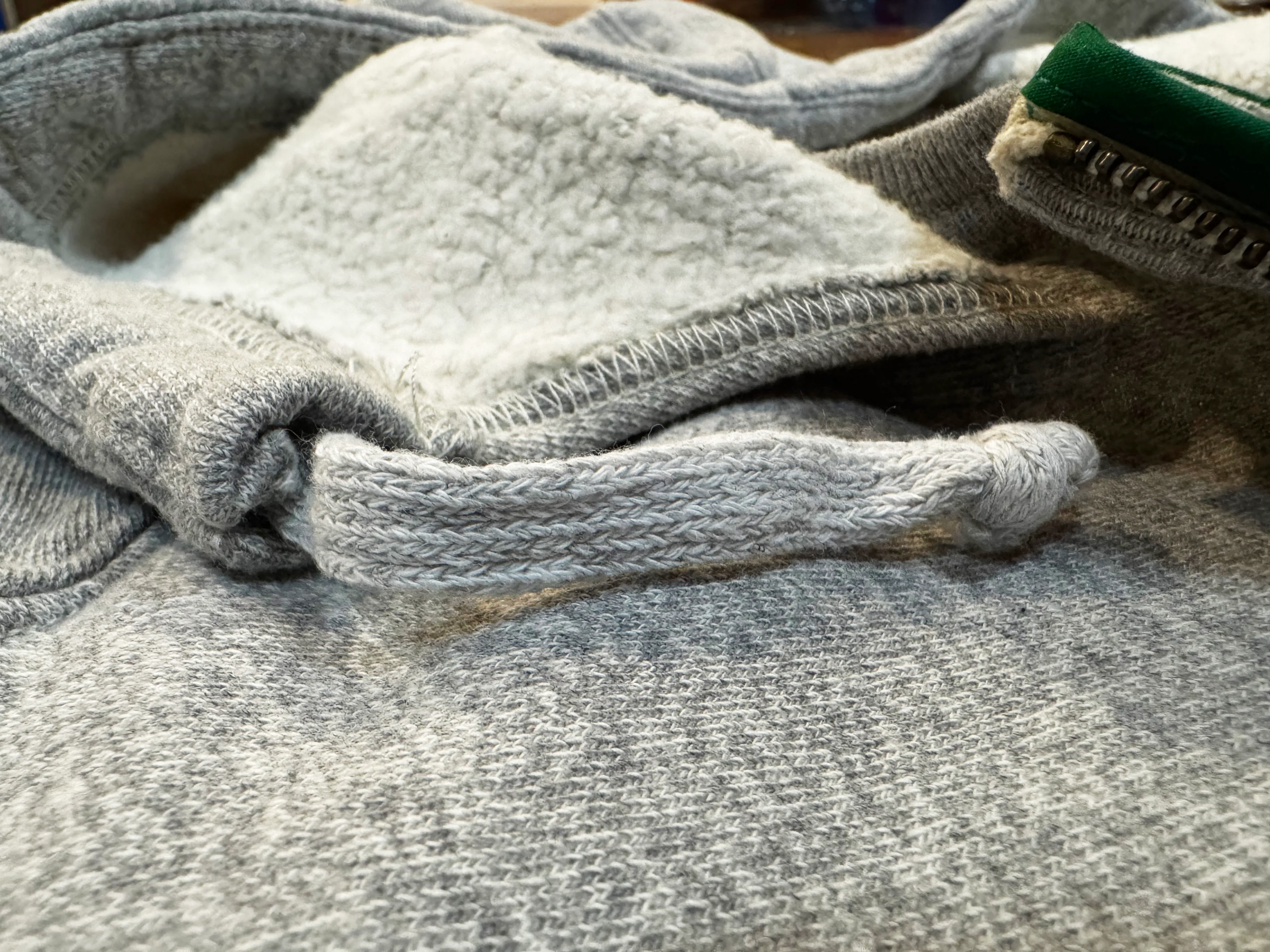 16 oz Heather Grey Loopwheel fleece zip 1930's style After Hood Sweatshirt - Image 7