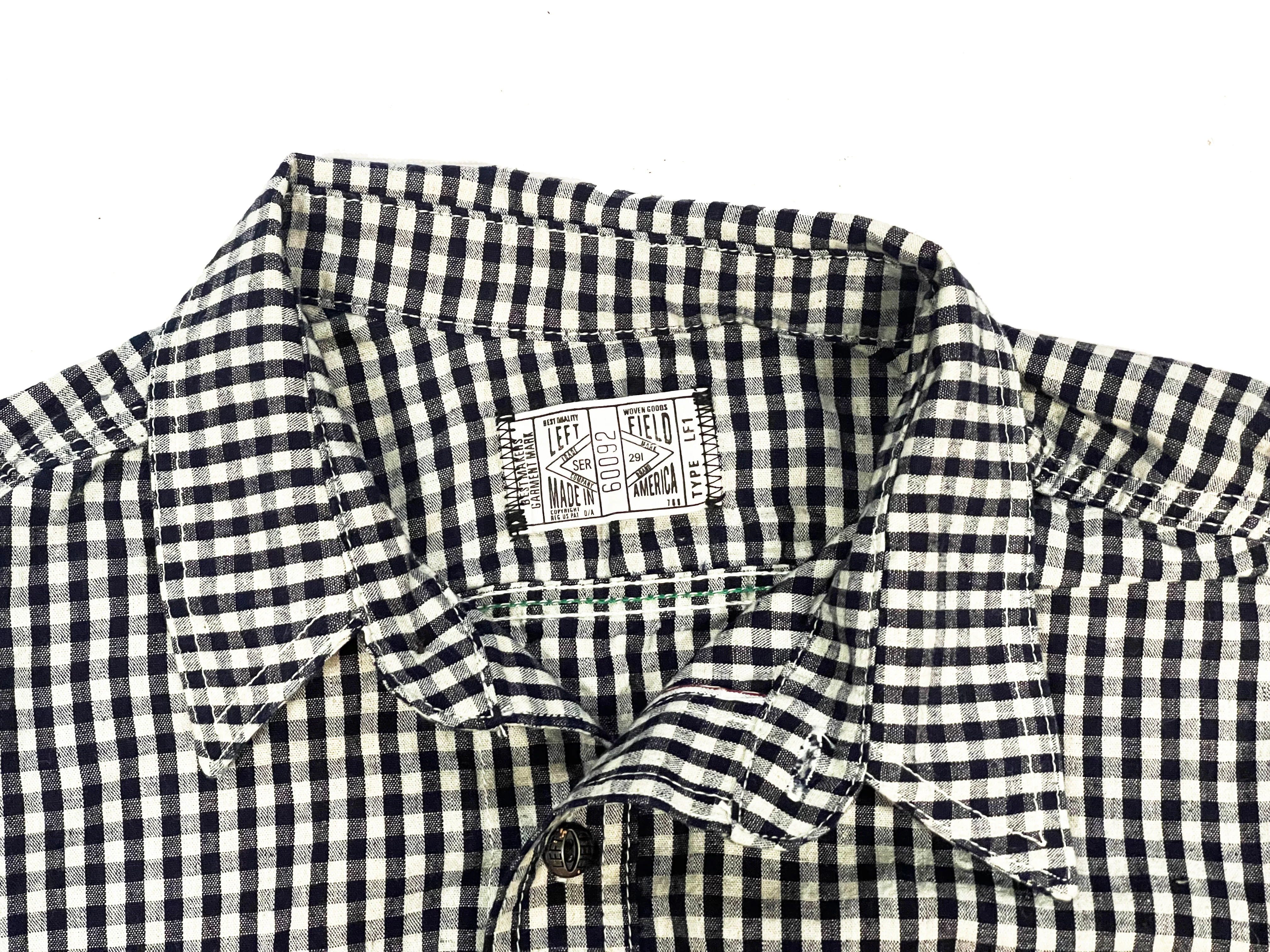 Nihon Menpu linen/cotton selvedge Indigo gingham Dust Bowl Workshirt - Image 6
