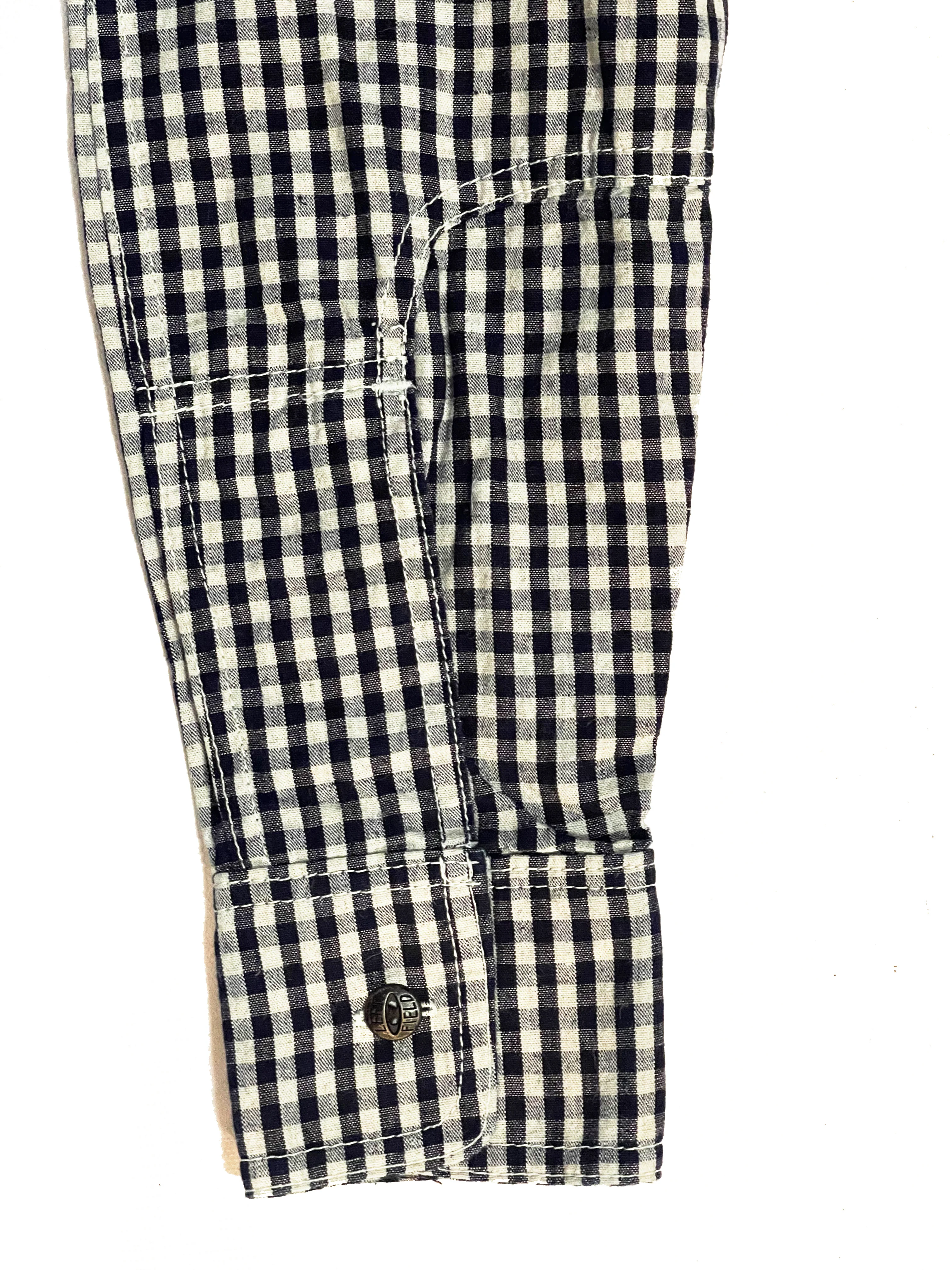 Nihon Menpu linen/cotton selvedge Indigo gingham Dust Bowl Workshirt - Image 7