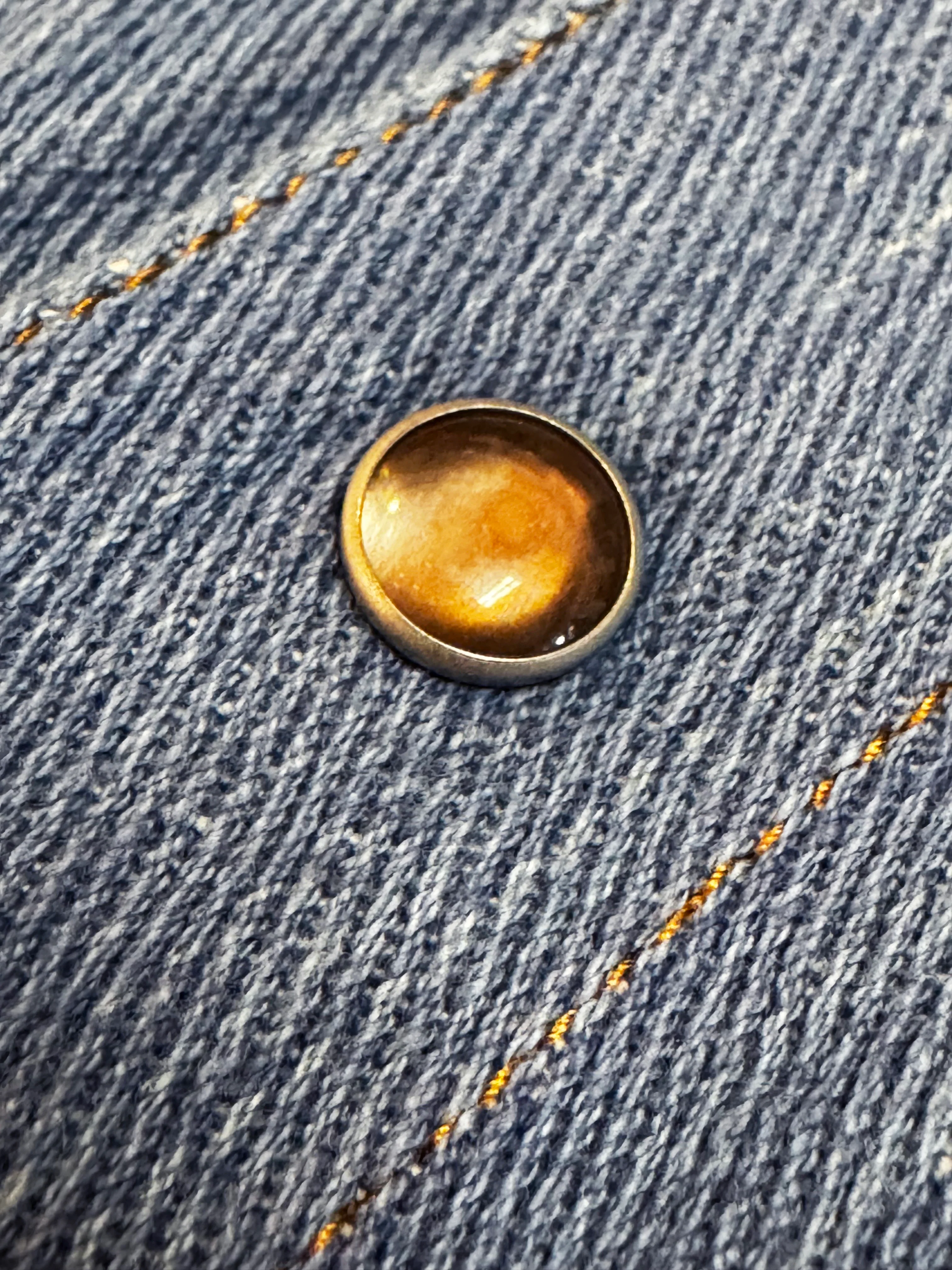 Hand loomed hank dyed Natural indigo Western selvedge denim shirt with brown Trocus Pearl snaps - Image 6