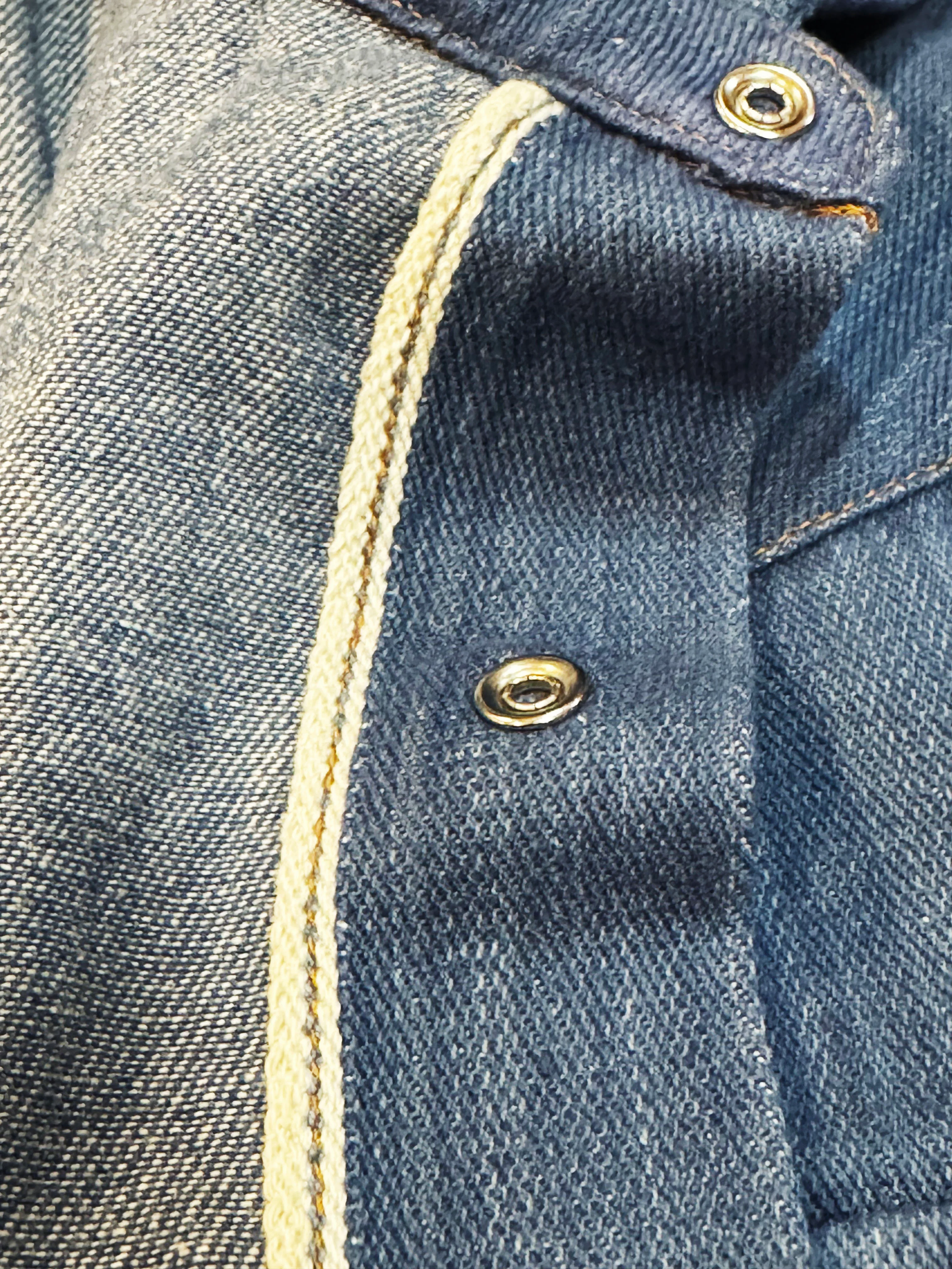 Hand loomed hank dyed Natural indigo Western selvedge denim shirt with brown Trocus Pearl snaps - Image 8
