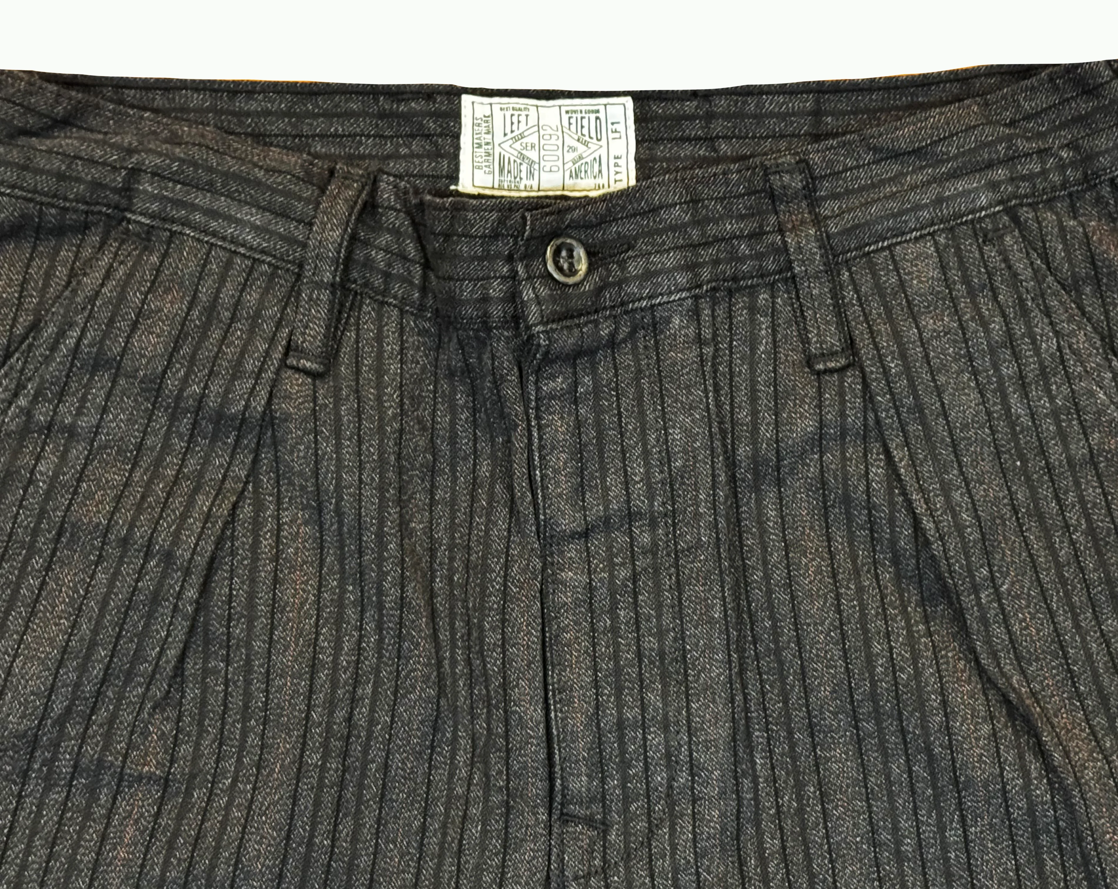Japanese black and brown stripe twill Wide leg single pleat 40's work trouser - Image 4