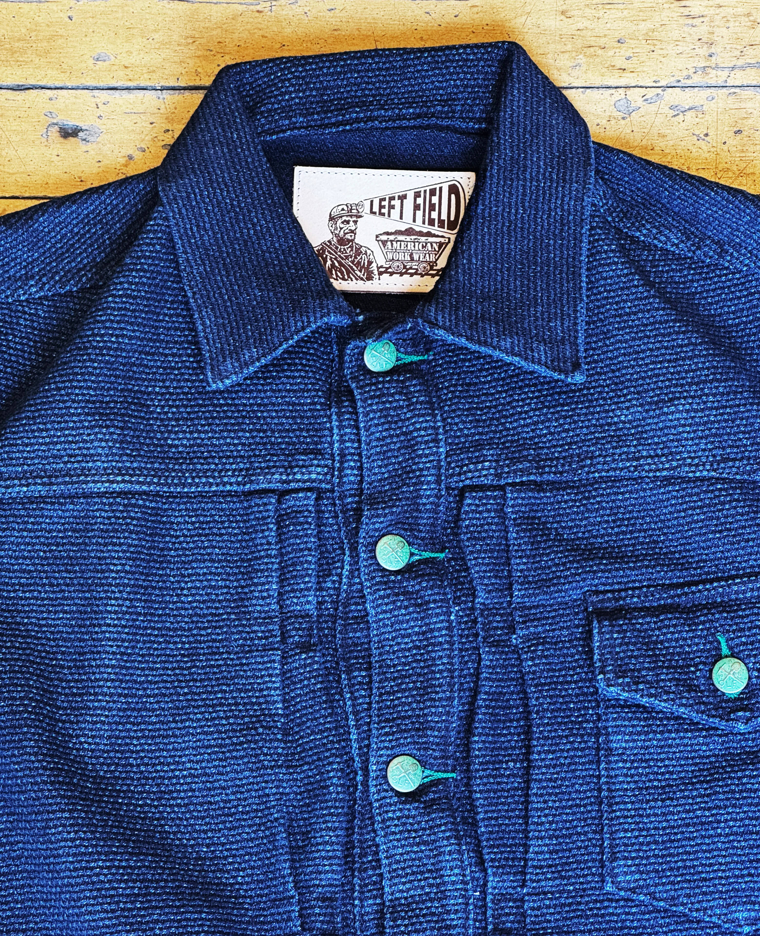 Japanese 18 oz Sashiko Indigo Muleskinner Buckle Back Denim Jacket - Image 2