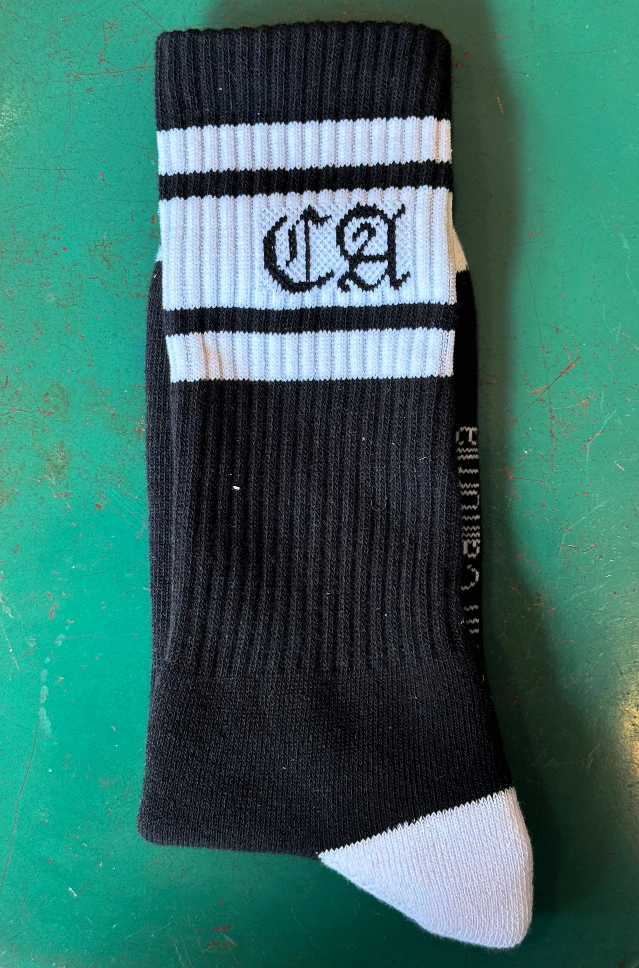 LA/CA Black and White Striped Bamboo Tube Socks - Image 2