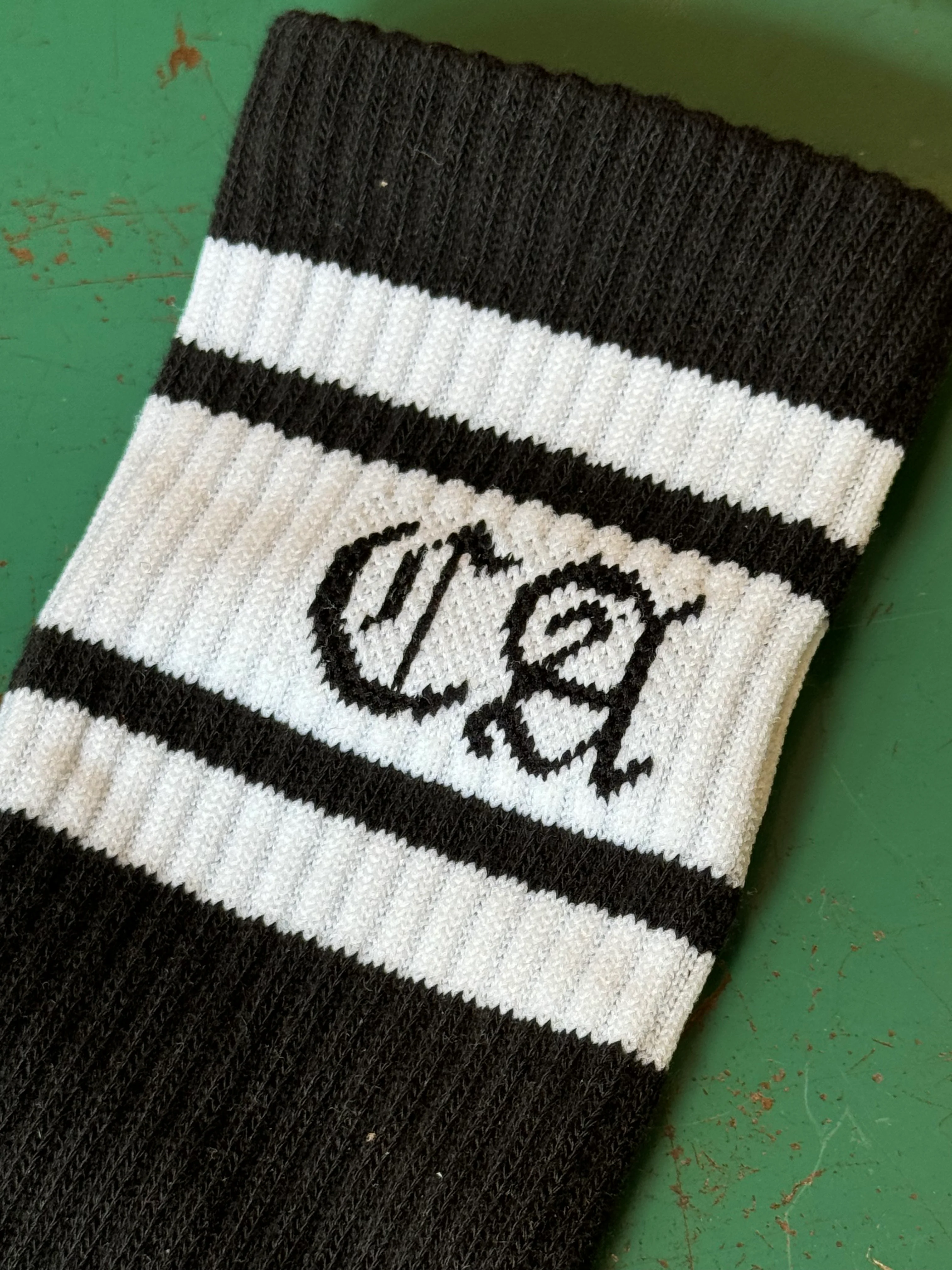 LA/CA Black and White Striped Bamboo Tube Socks - Image 4