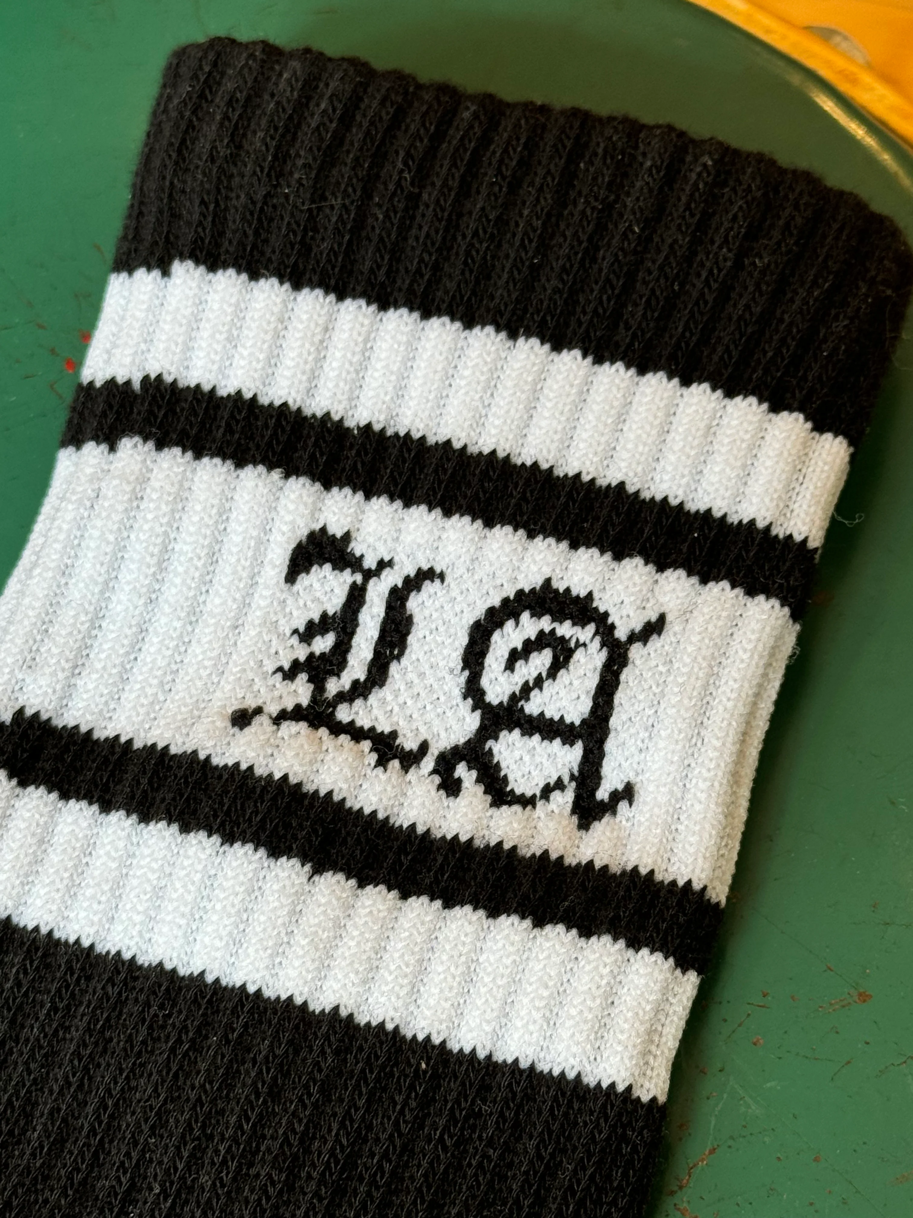 LA/CA Black and White Striped Bamboo Tube Socks - Image 5