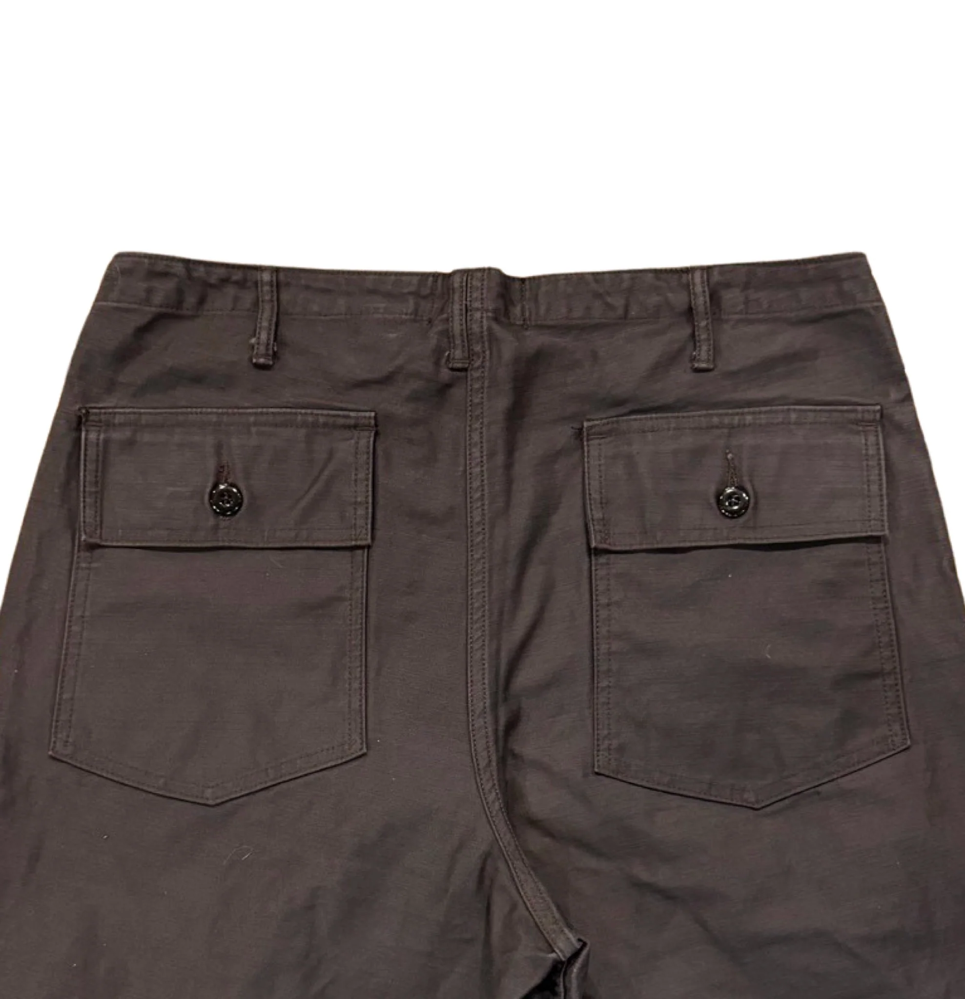 107 60's era GI chinos in 12 oz faded slate Baker Back Cotton Satin. - Image 4