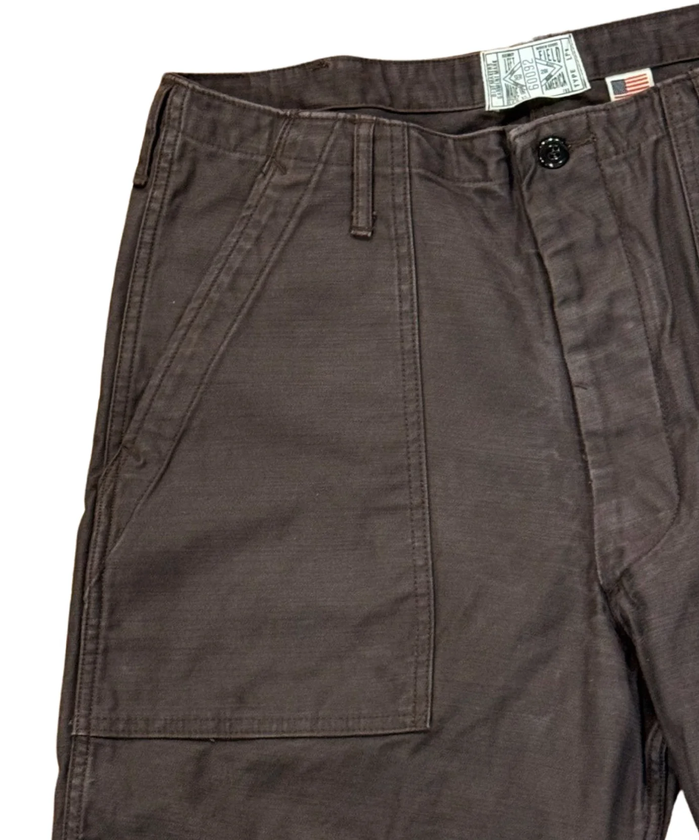 107 60's era GI chinos in 12 oz faded slate Baker Back Cotton Satin. - Image 5