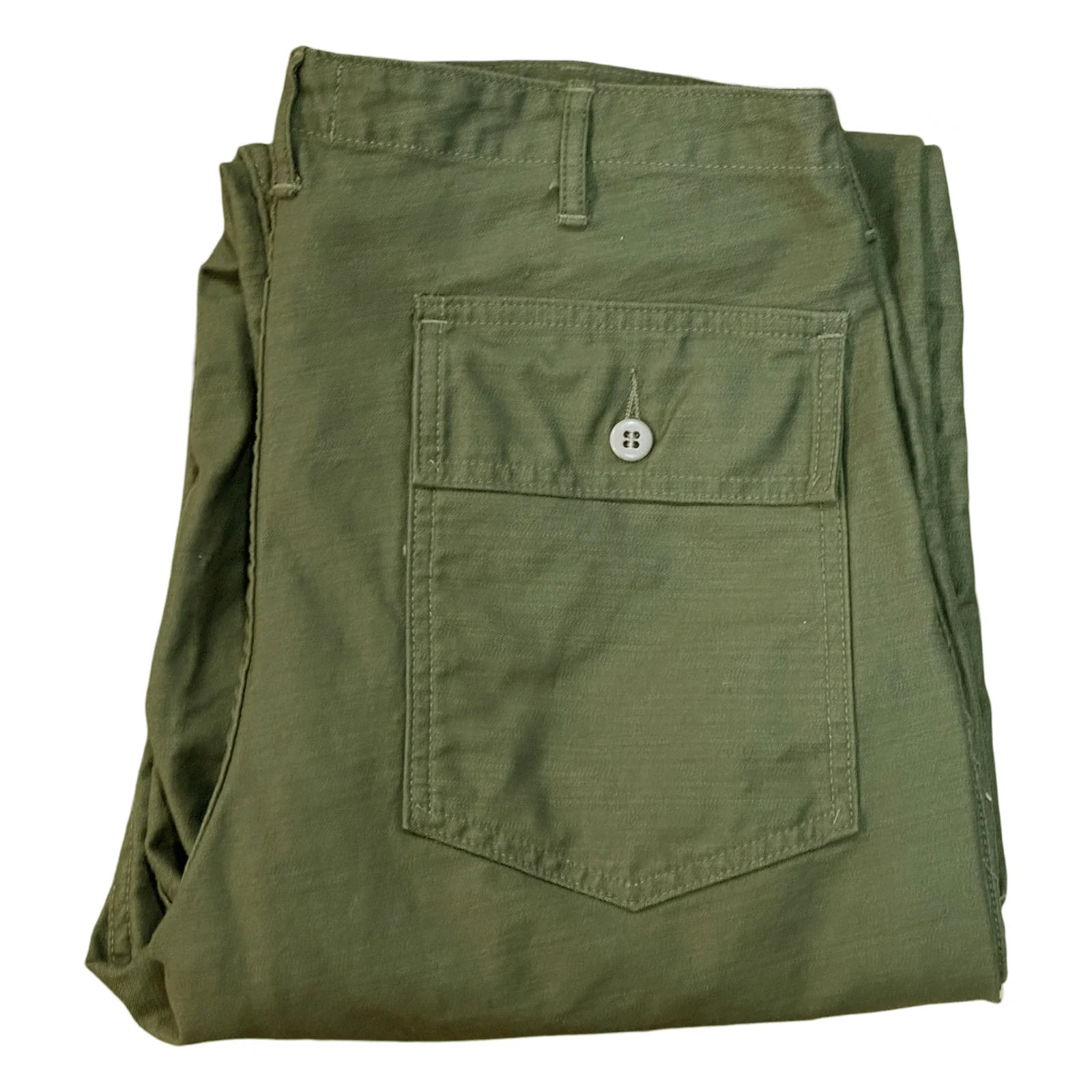 OG-107 60's era GI chinos in 12 oz West Point Olive Baker Back Cotton Satin - Image 2