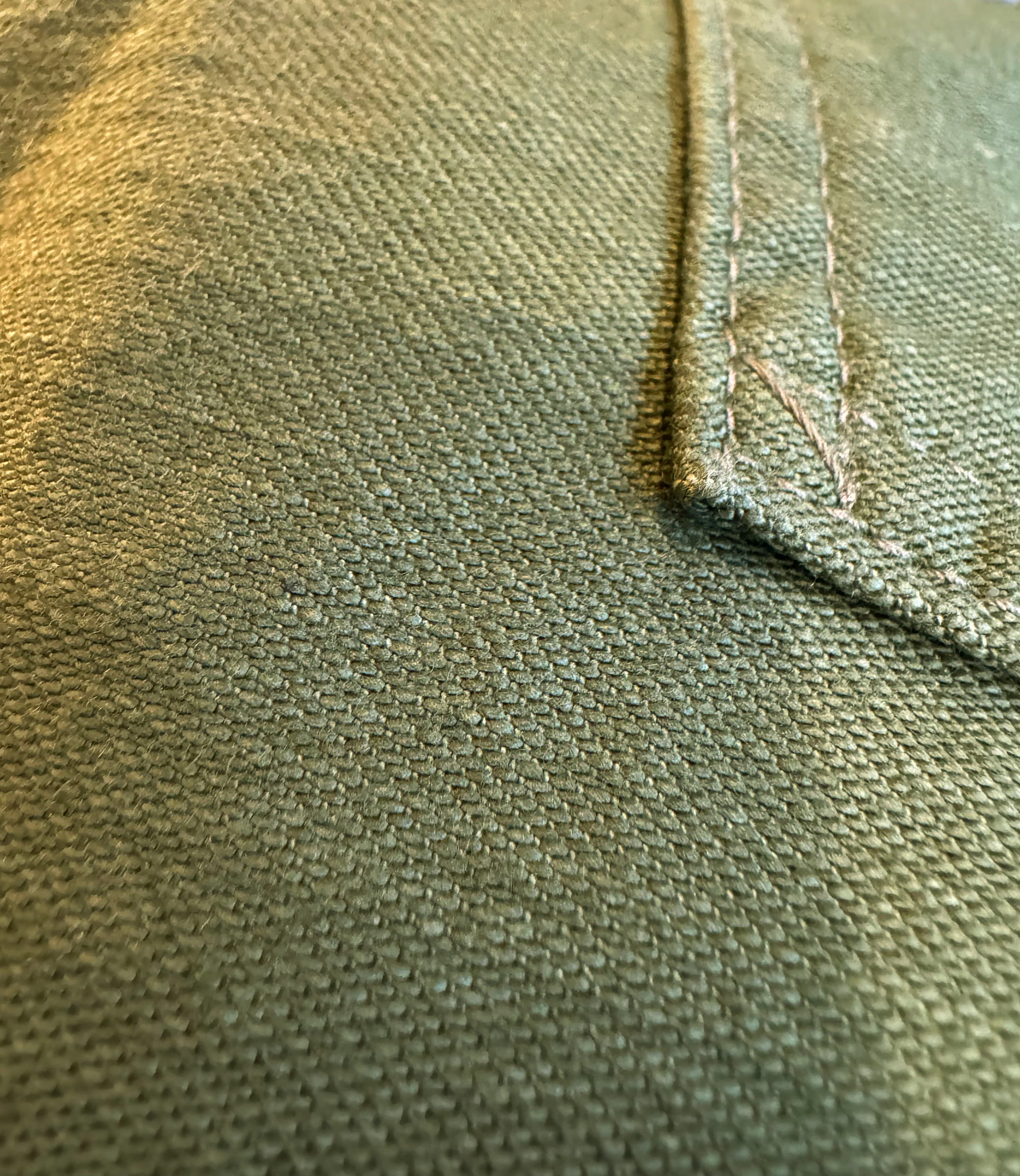 OG-107 60's era GI chinos in 12 oz West Point Olive Baker Back Cotton Satin - Image 4