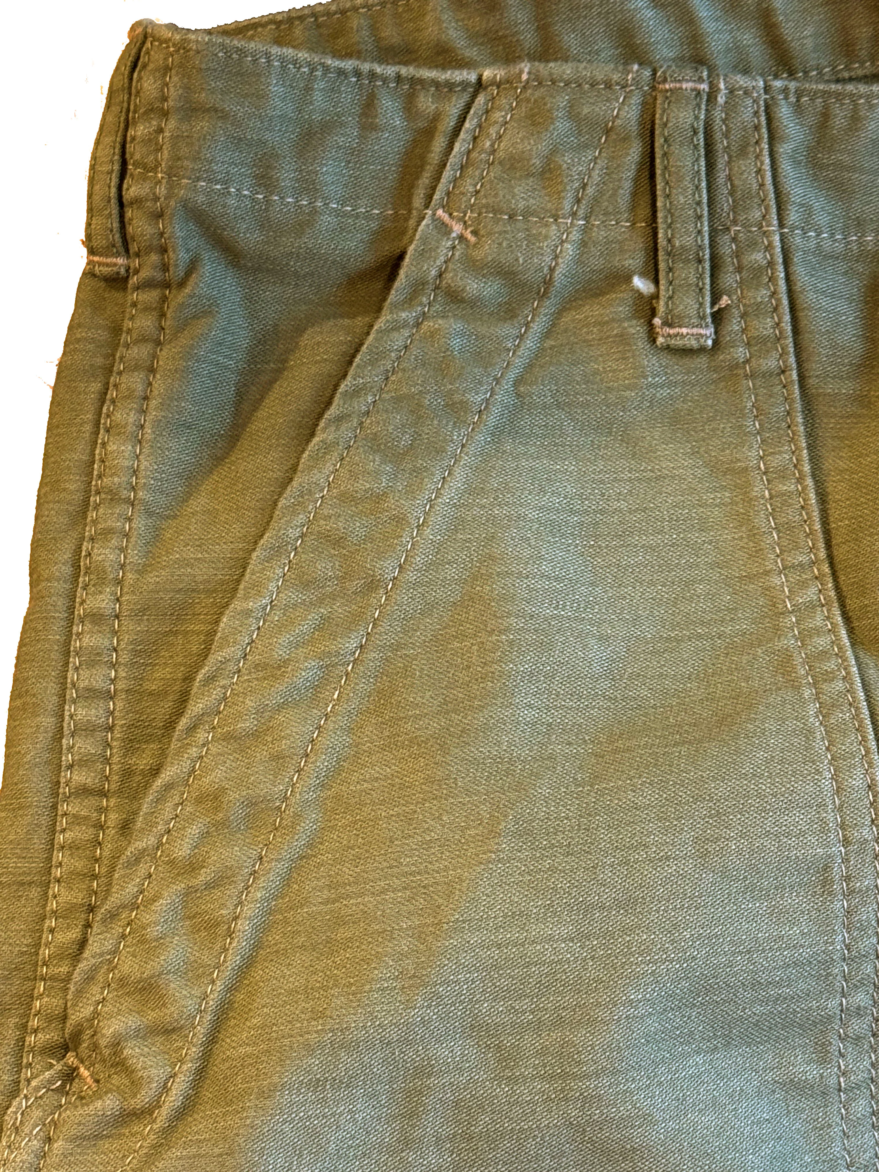OG-107 60's era GI chinos in 12 oz West Point Olive Baker Back Cotton Satin - Image 5