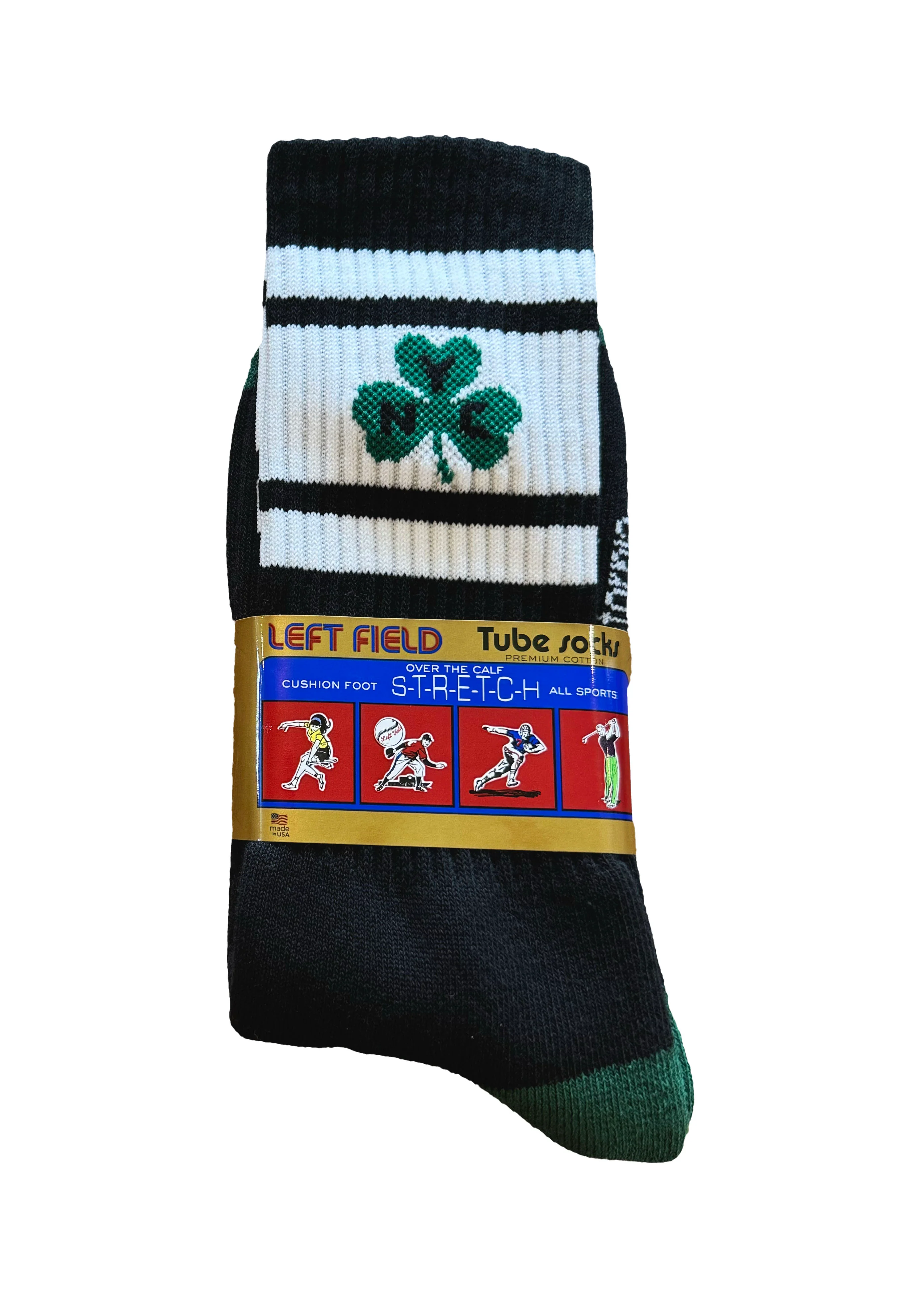 NYC Shamrock Black and White Striped Bamboo Tube Socks - Image 4