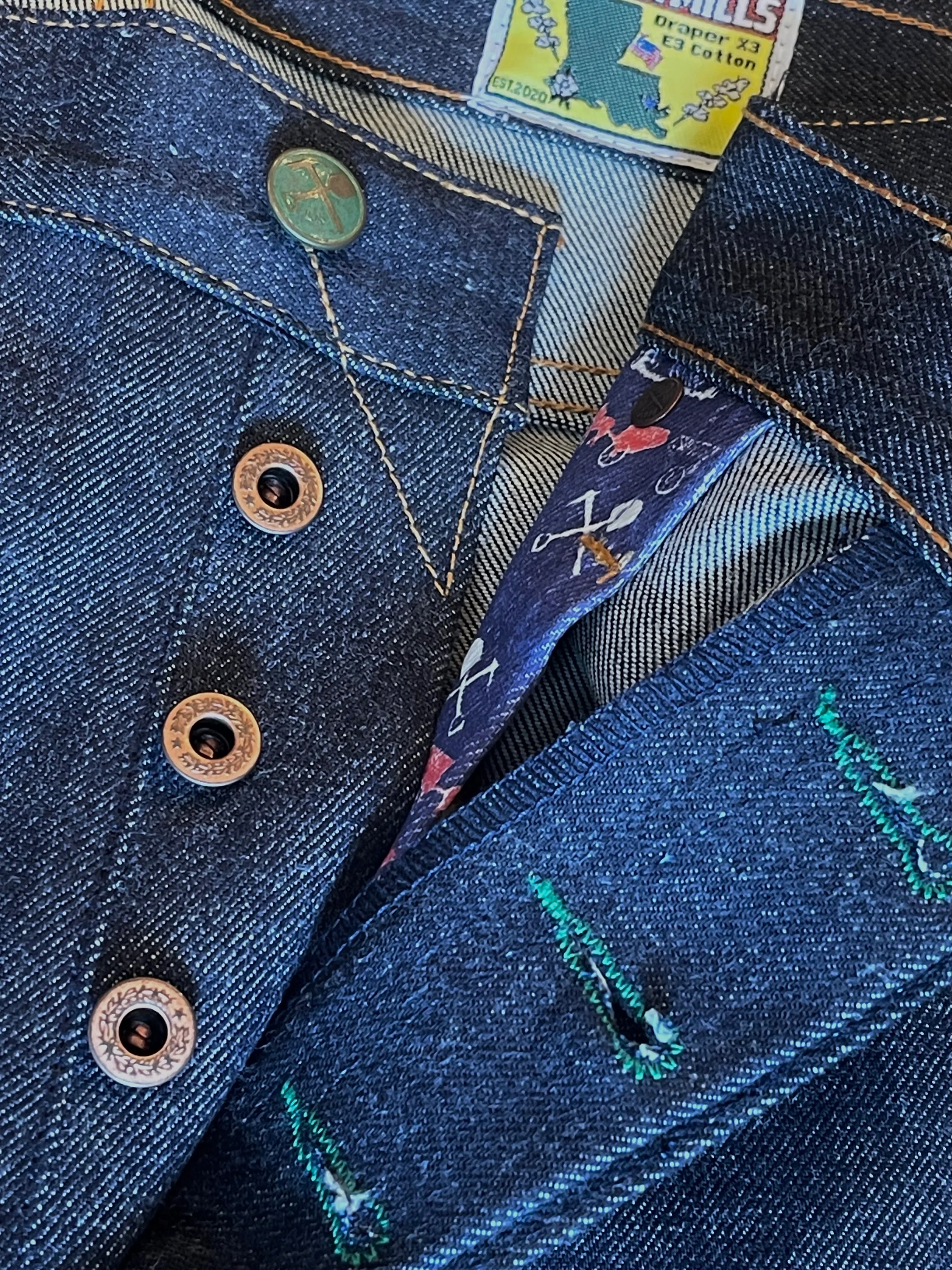 Chelsea Vidalia Mills 14 oz Indigo Selvedge(last of the dark blue indigo run) - Image 12