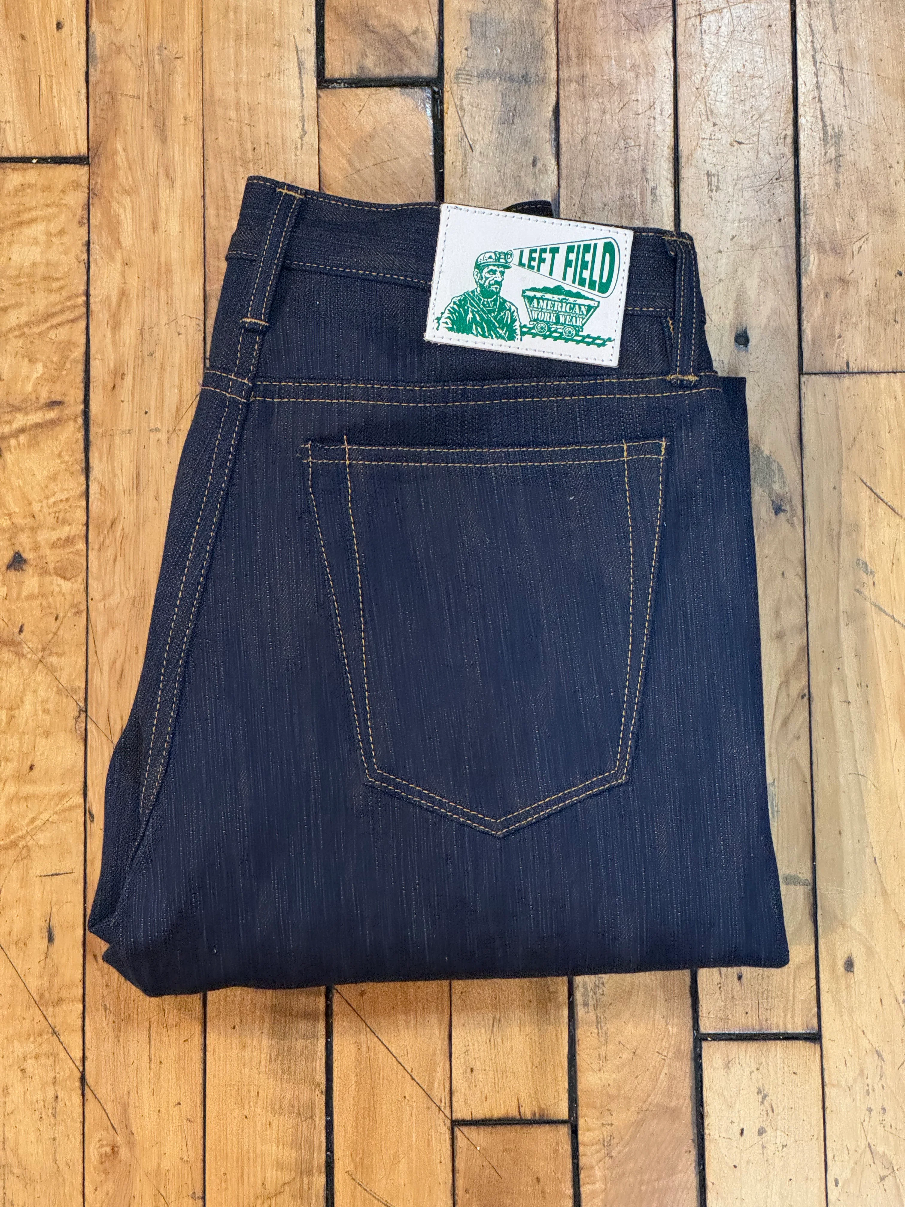Smokestack 17 oz Awa Shoai natural hank dyed Indigo/Kakishibu weft Tokushima slub jeans - Image 3