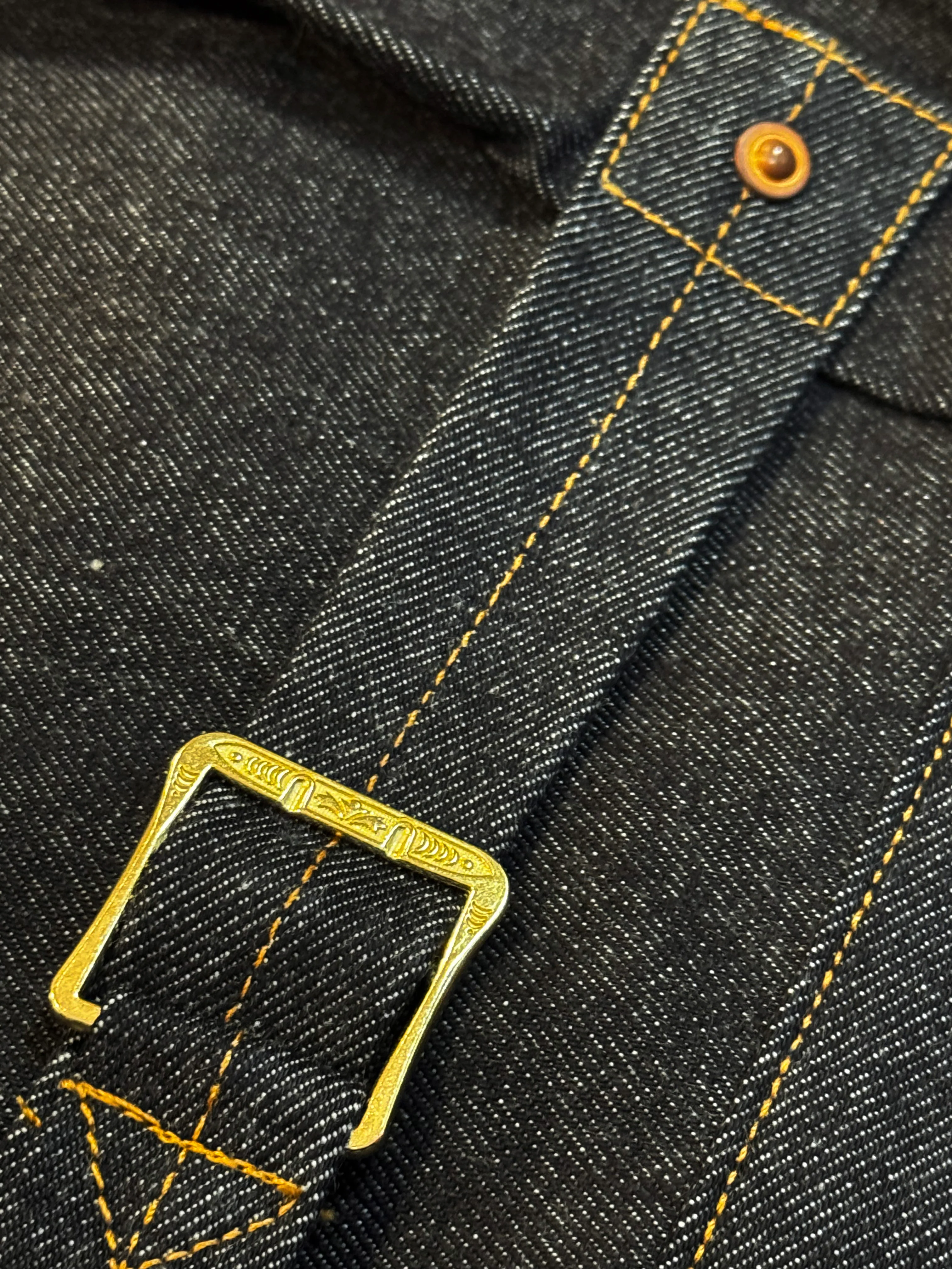 Vidalia Mills Deadstock 14oz Selvedge Indigo Muleskinner Buckle Back Denim Jacket - Image 11
