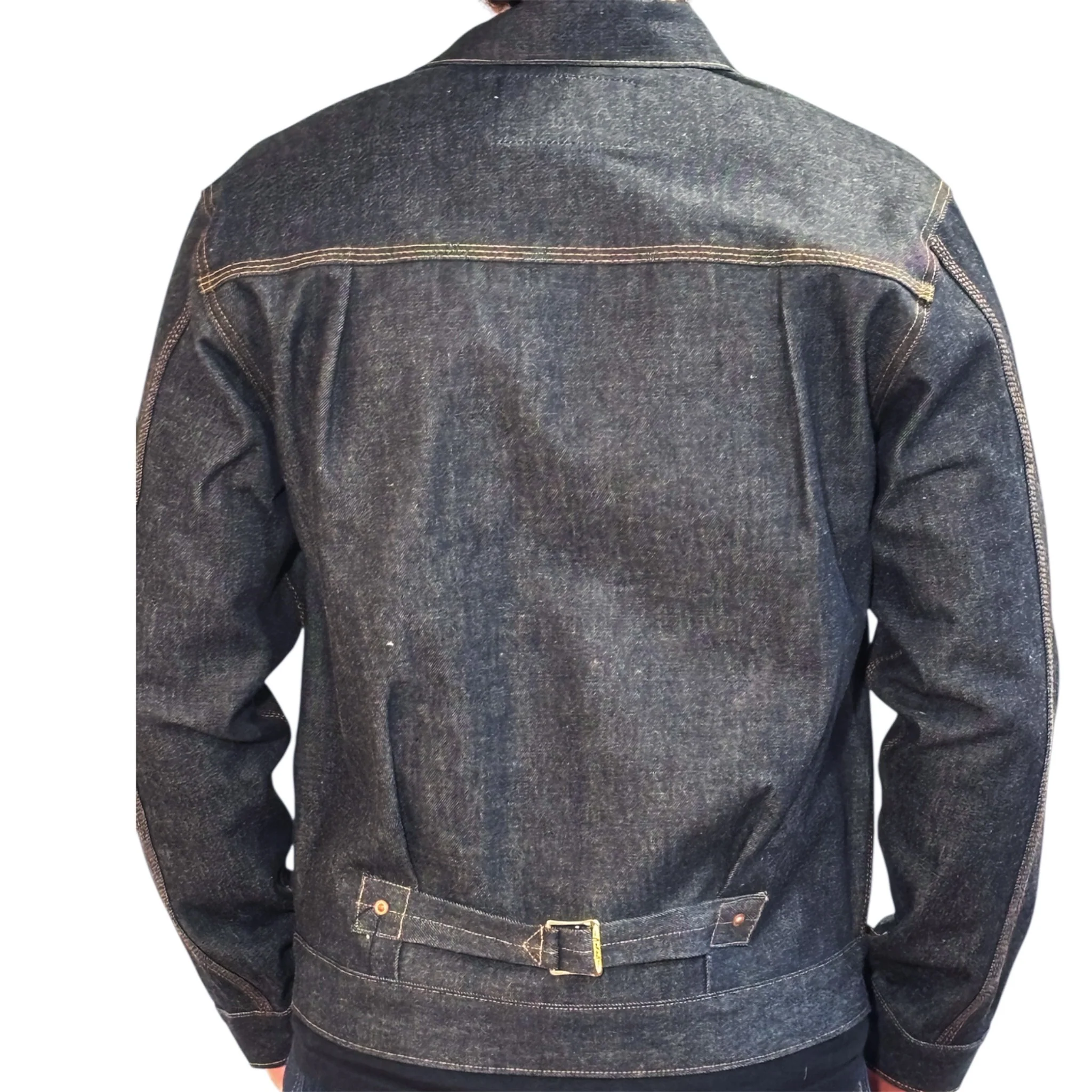 Vidalia Mills Deadstock 14oz Selvedge Indigo Muleskinner Buckle Back Denim Jacket - Image 6
