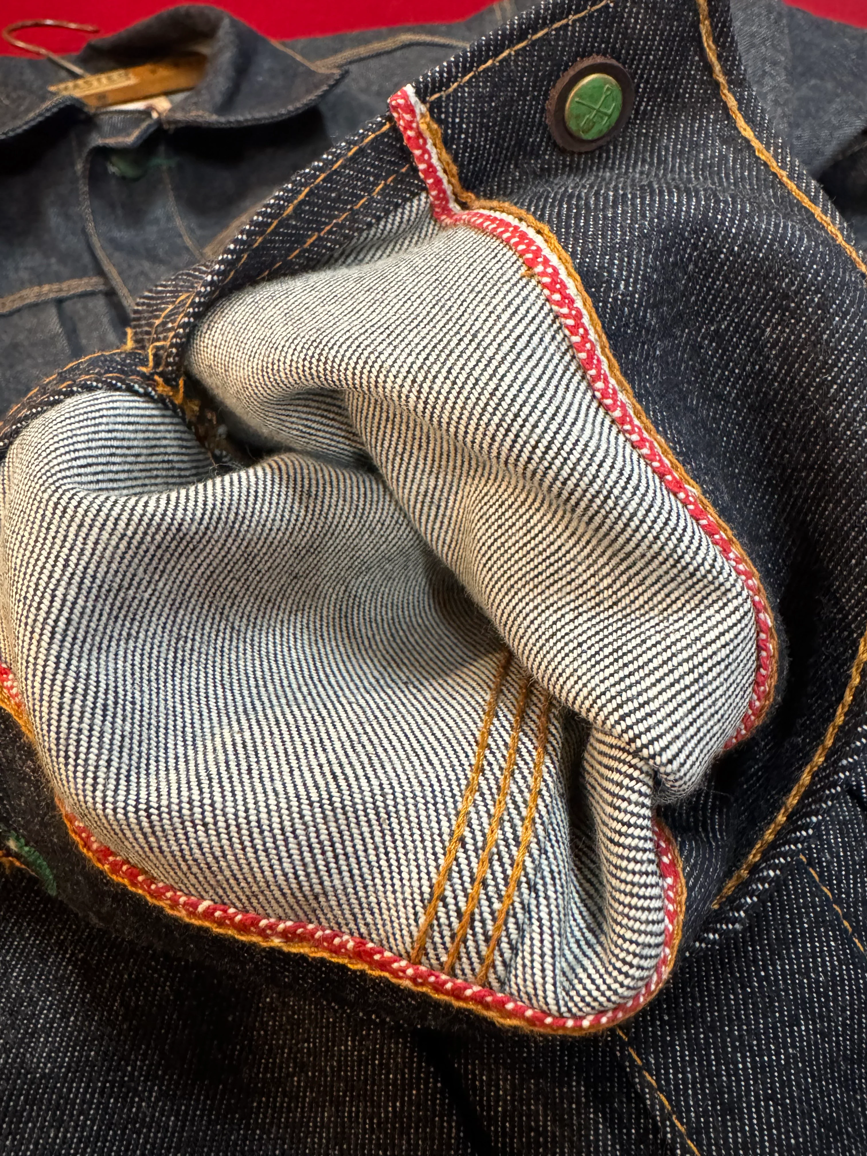 Vidalia Mills Deadstock 14oz Selvedge Indigo Muleskinner Buckle Back Denim Jacket - Image 9