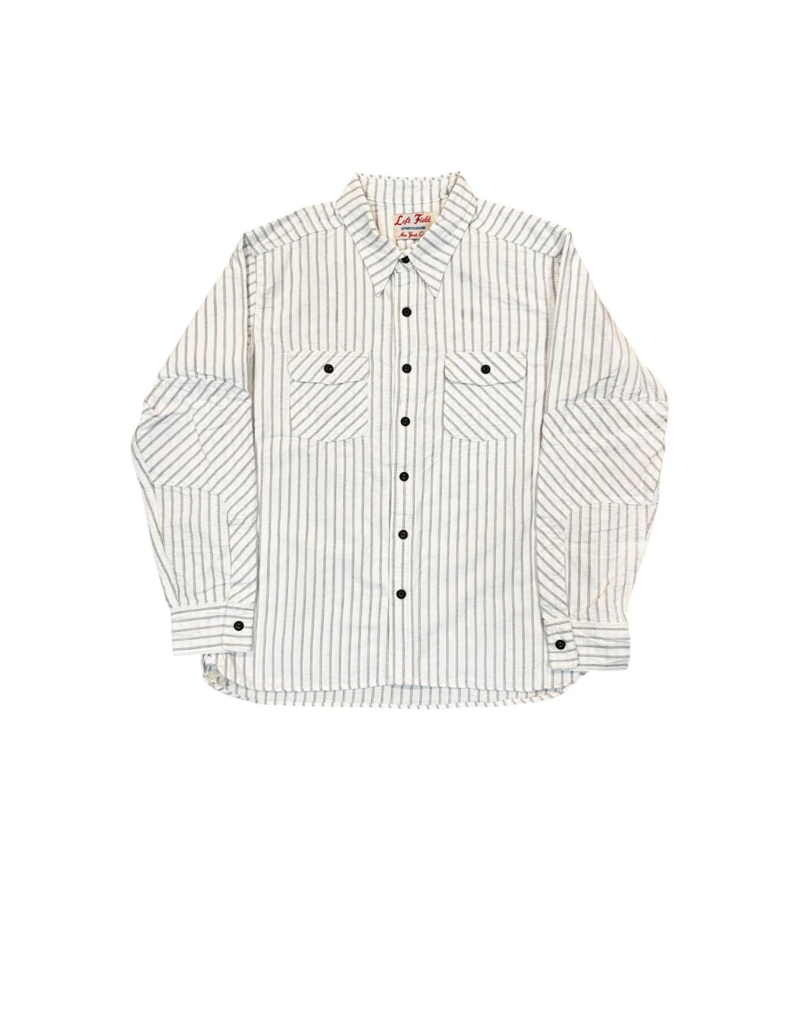 Japanese White with brown/navy Stripe 100% Cotton Dustbowl Work Shirt