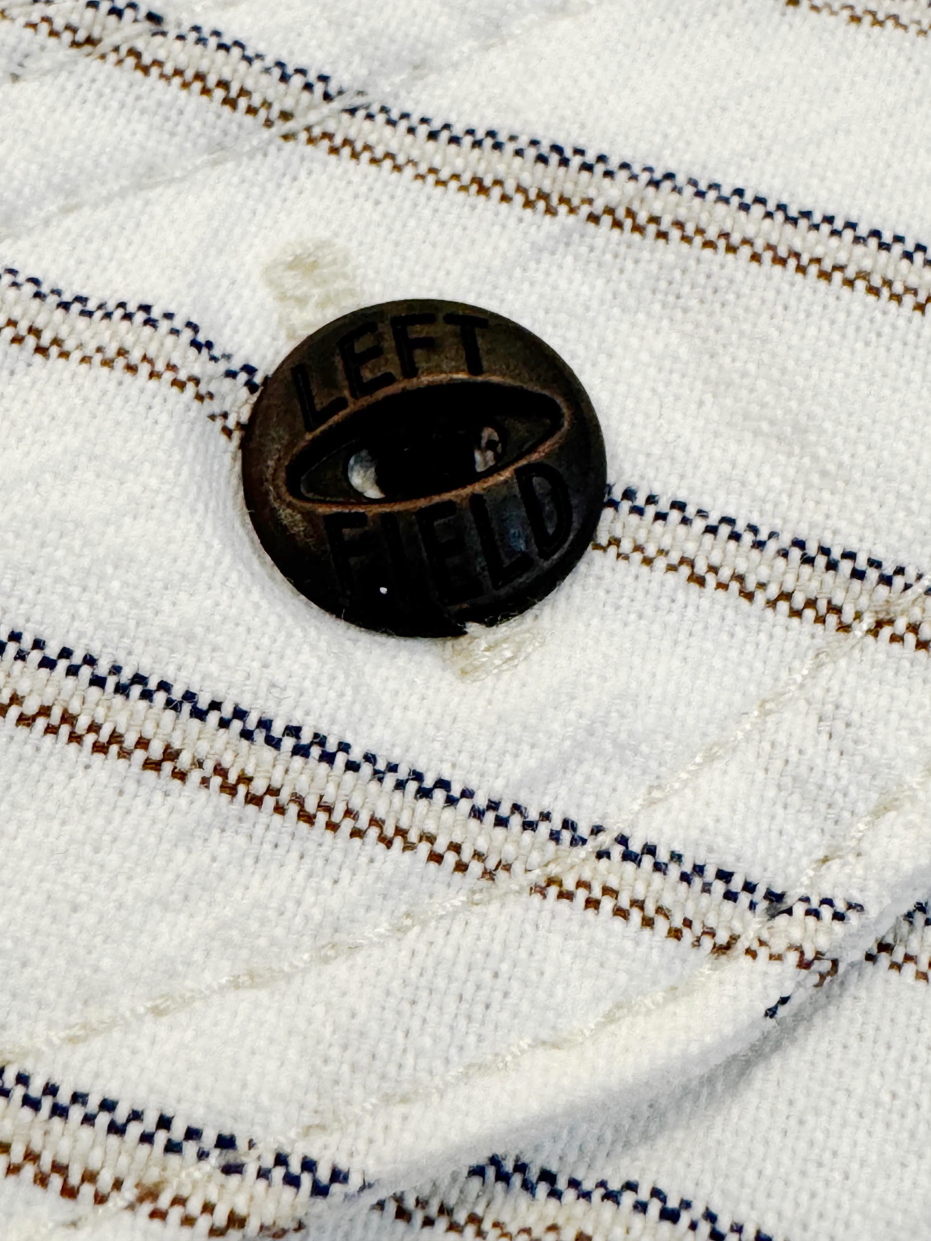 Japanese White with brown/navy Stripe 100% Cotton Dustbowl Work Shirt - Image 3
